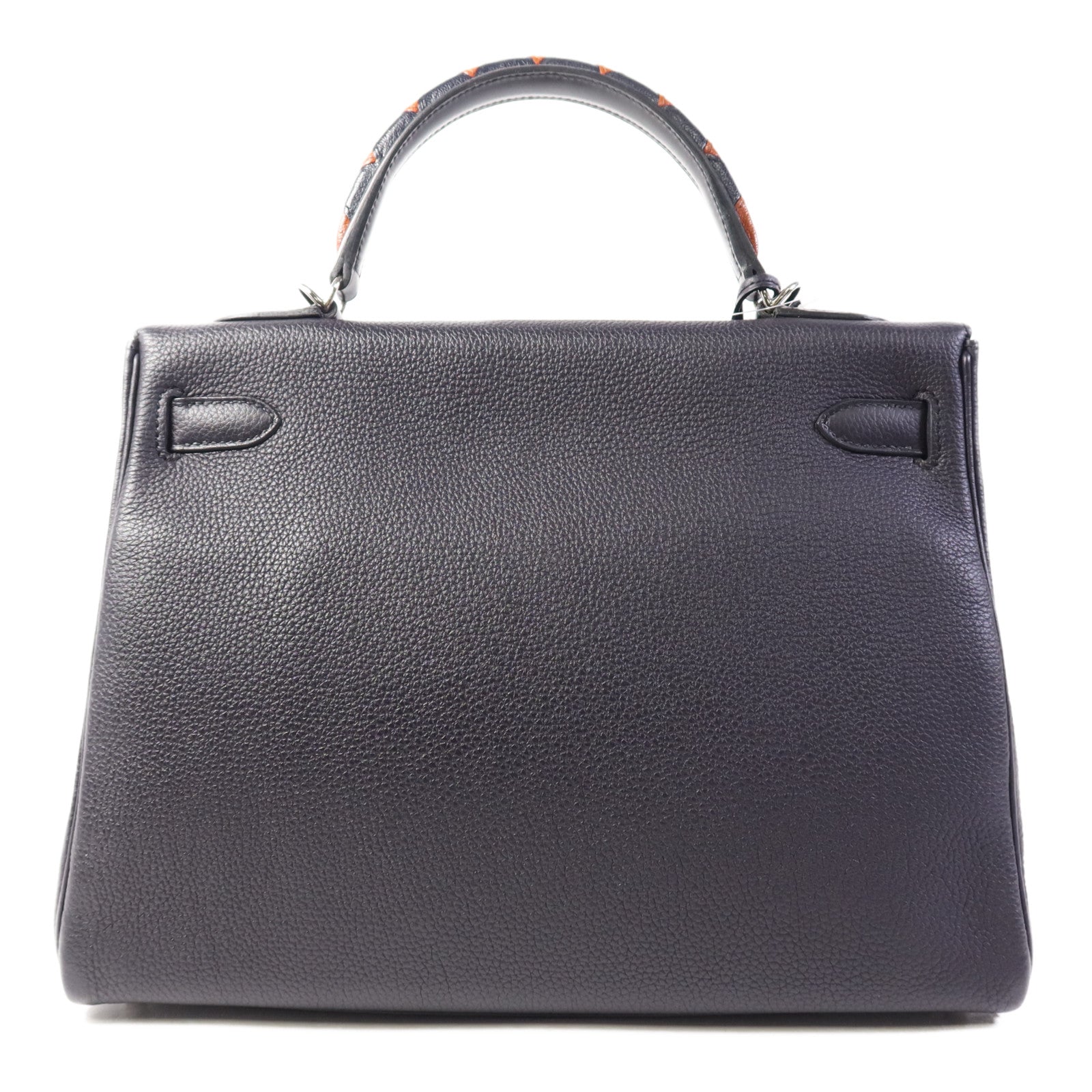 HERMES Togo皮革Kelly 32 Shark銀扣手挽肩背兩用袋Bleu Nuit