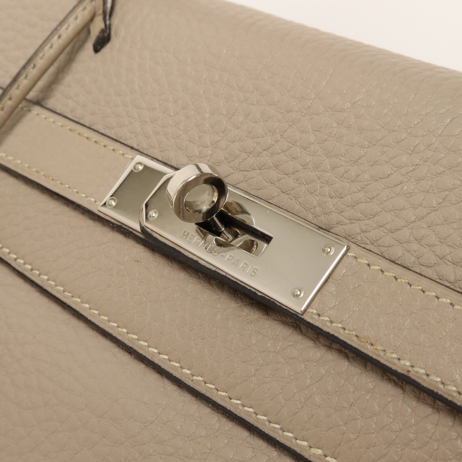 HERMES Clemence皮革Kelly 35手挽肩背兩用袋Gris Tourterelle