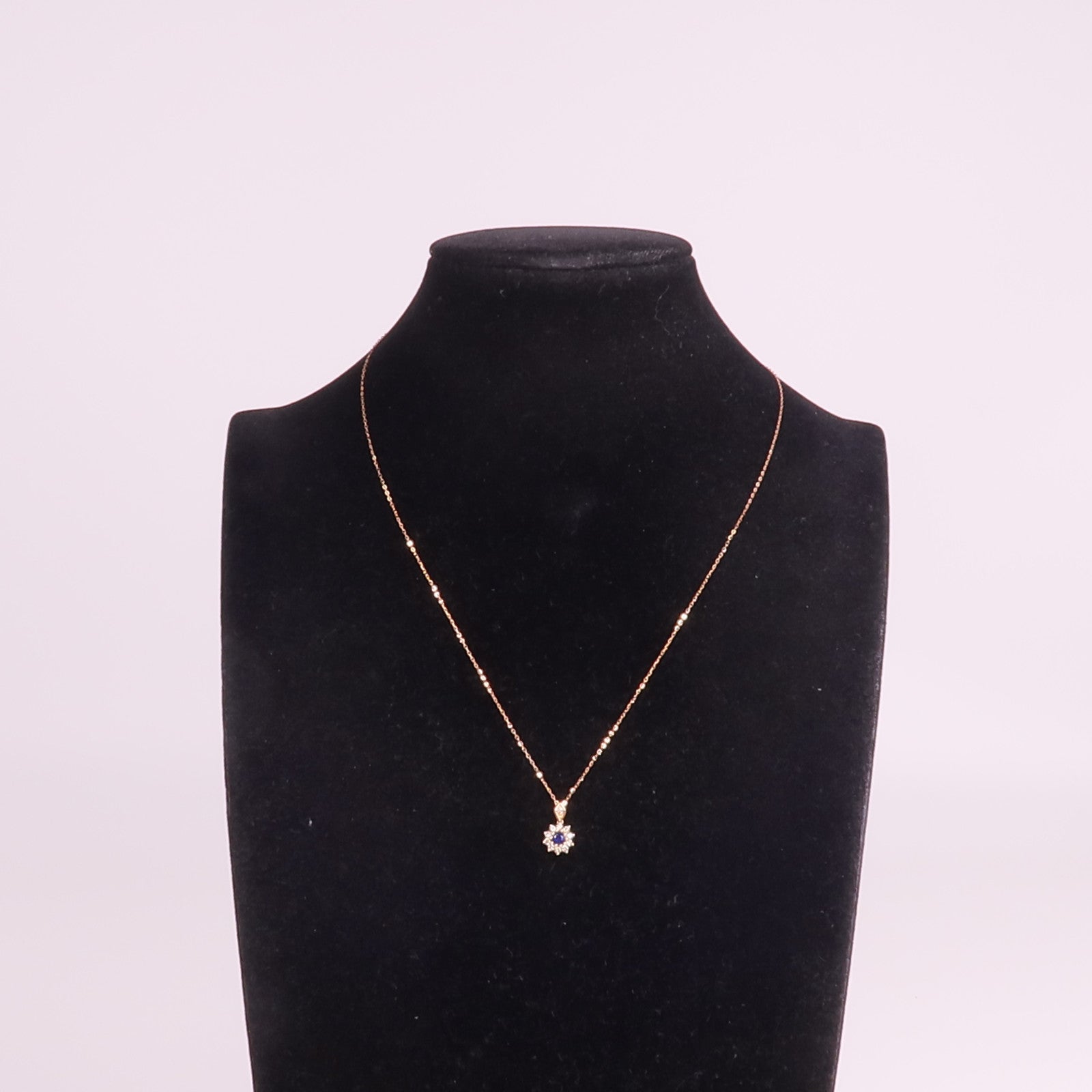 JEWELRY 18K玫瑰金Sapphire Diamond Necklace藍寶石/鑽石項鍊