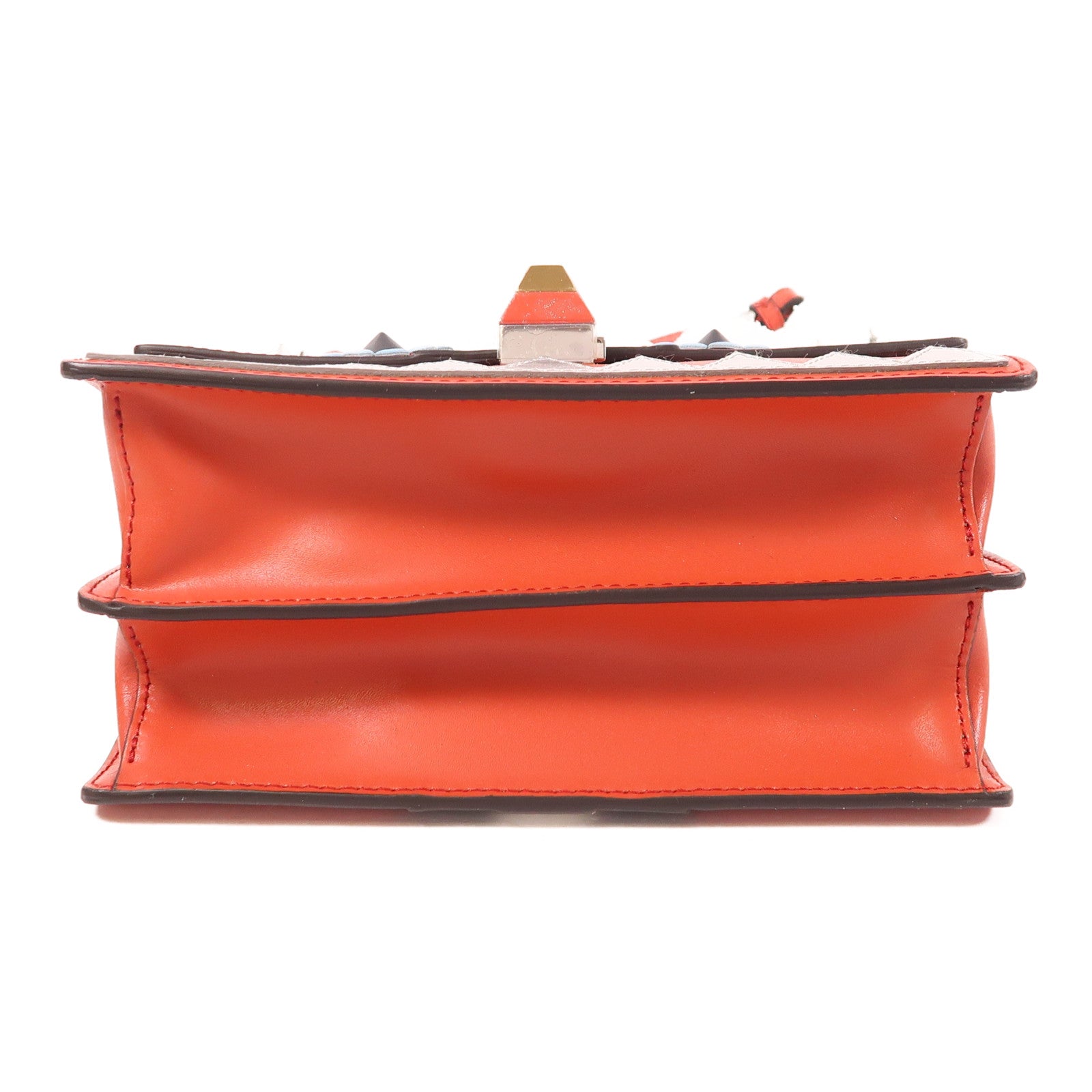 FENDI 牛皮皮革Small Kan I Faces銀扣鏈帶肩背袋