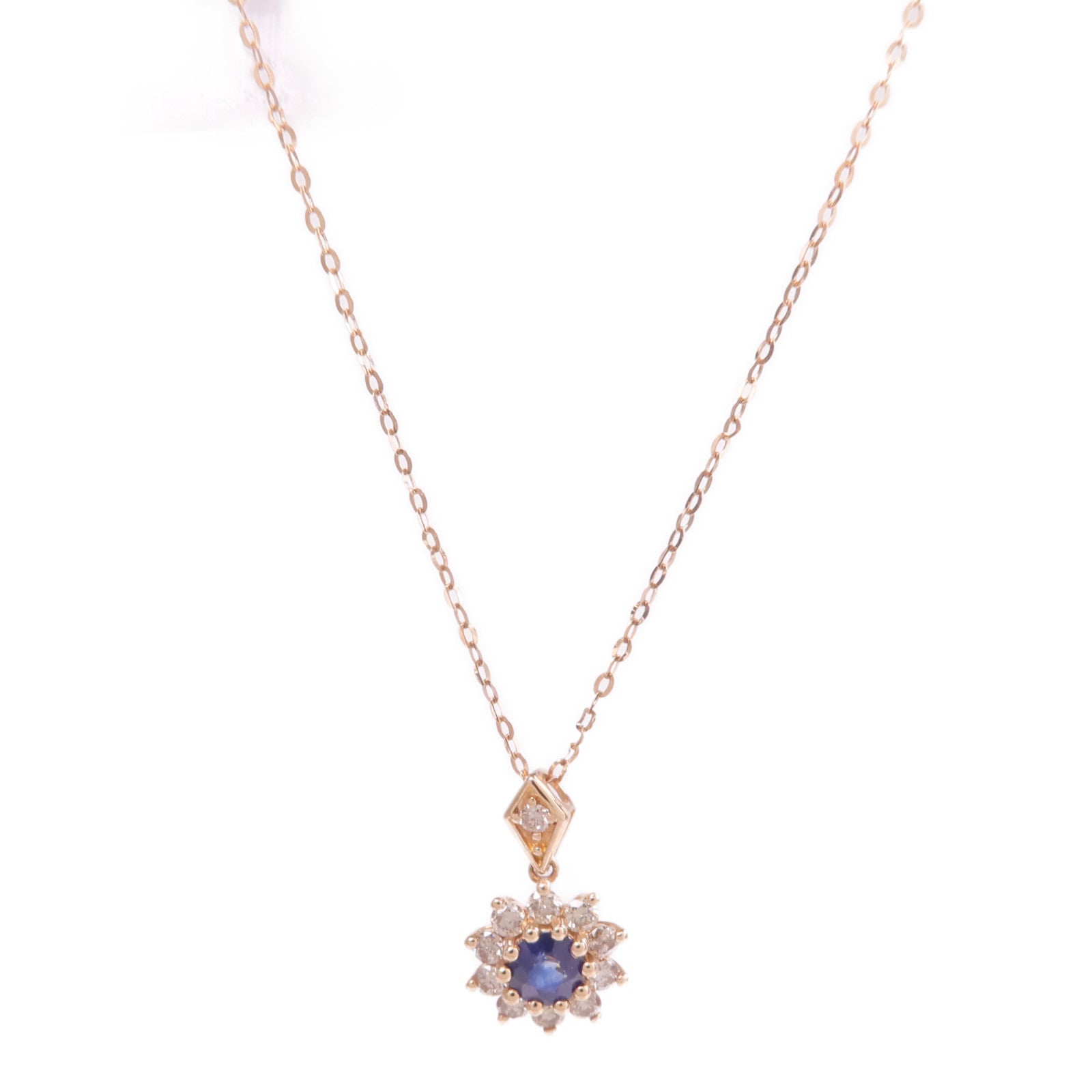 JEWELRY 18K玫瑰金Sapphire Diamond Necklace藍寶石/鑽石項鍊