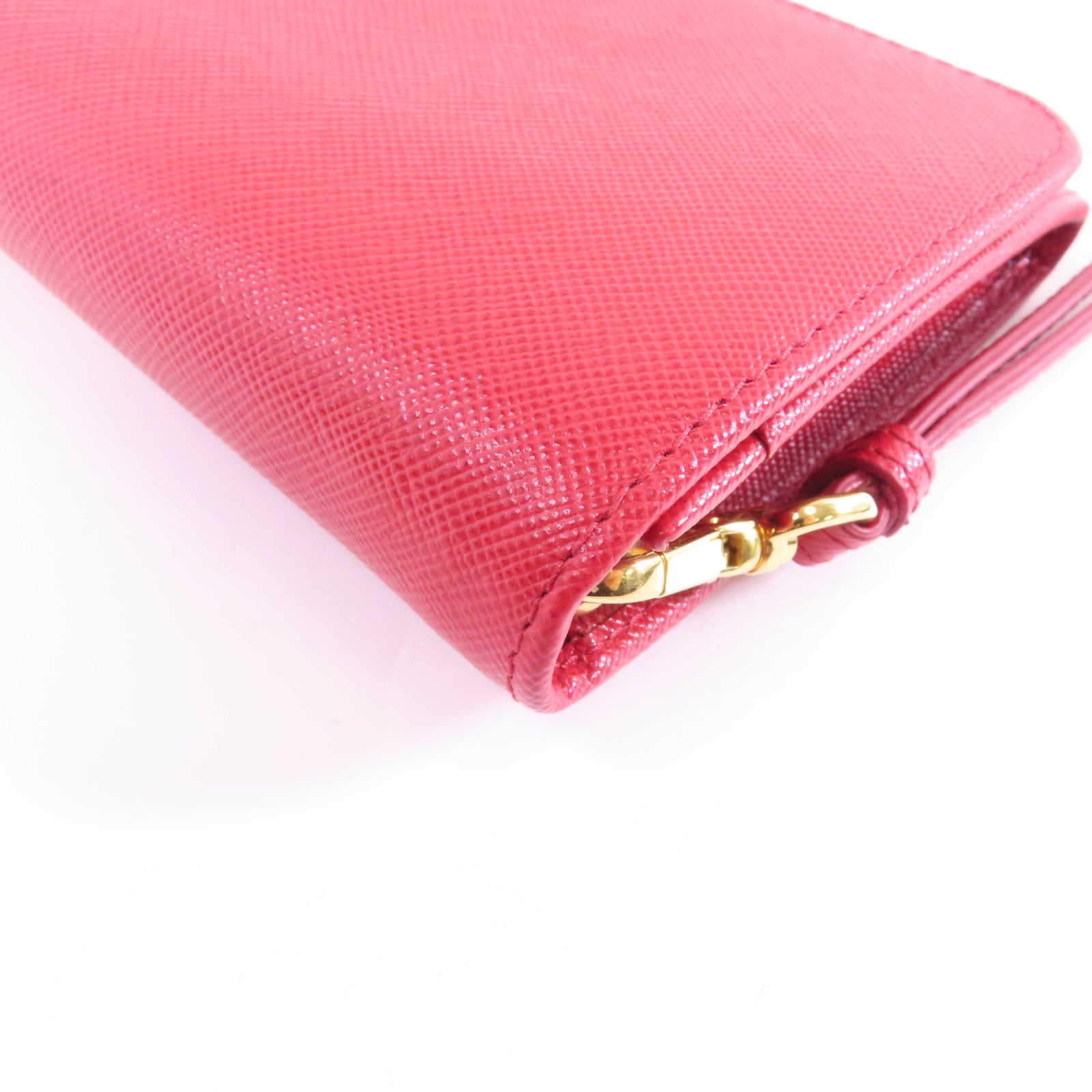 PRADA 牛皮皮革Wallet金扣錢包紅色