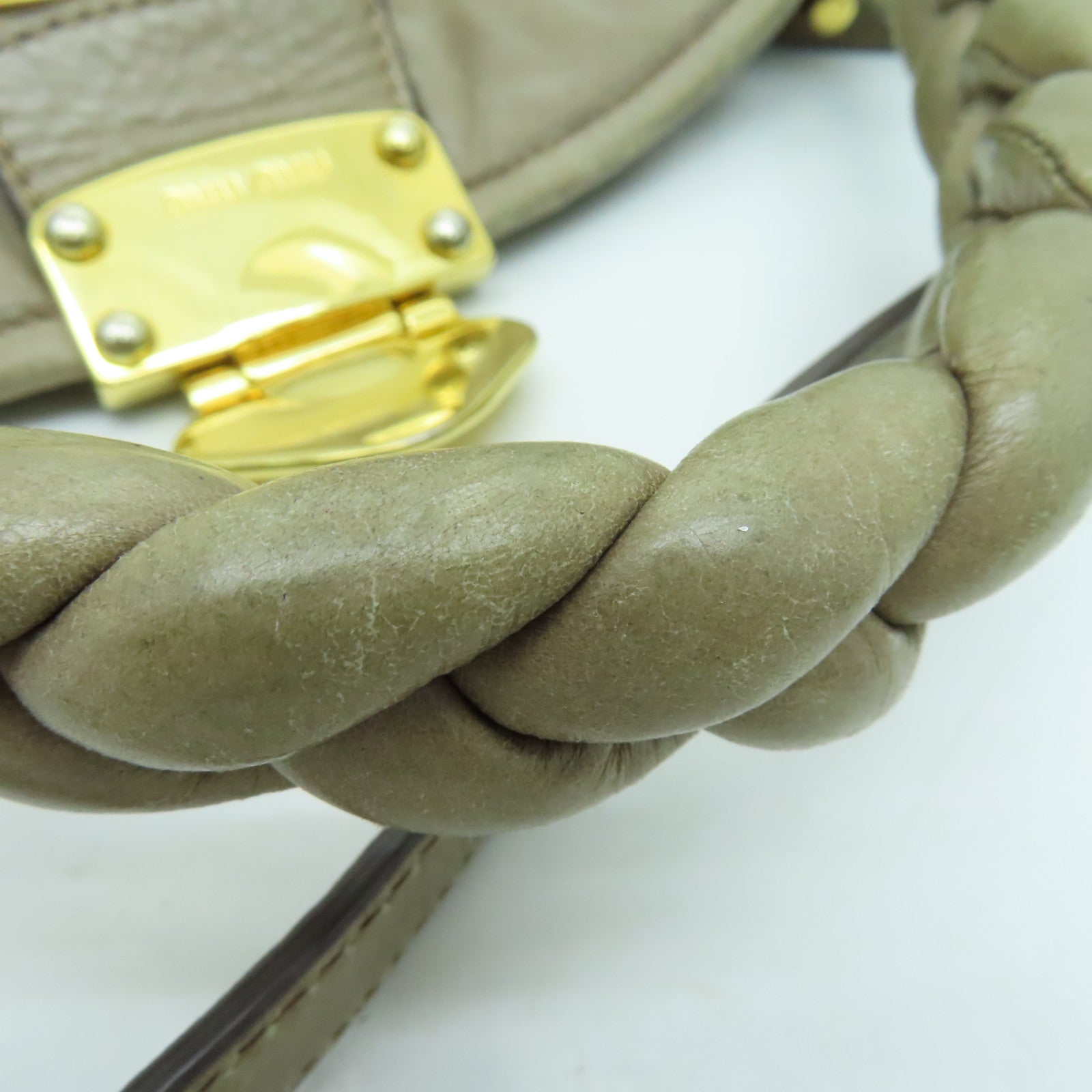 Miu Miu 牛皮皮革2way Shoulder Bag金扣手挽肩背两用袋啡色