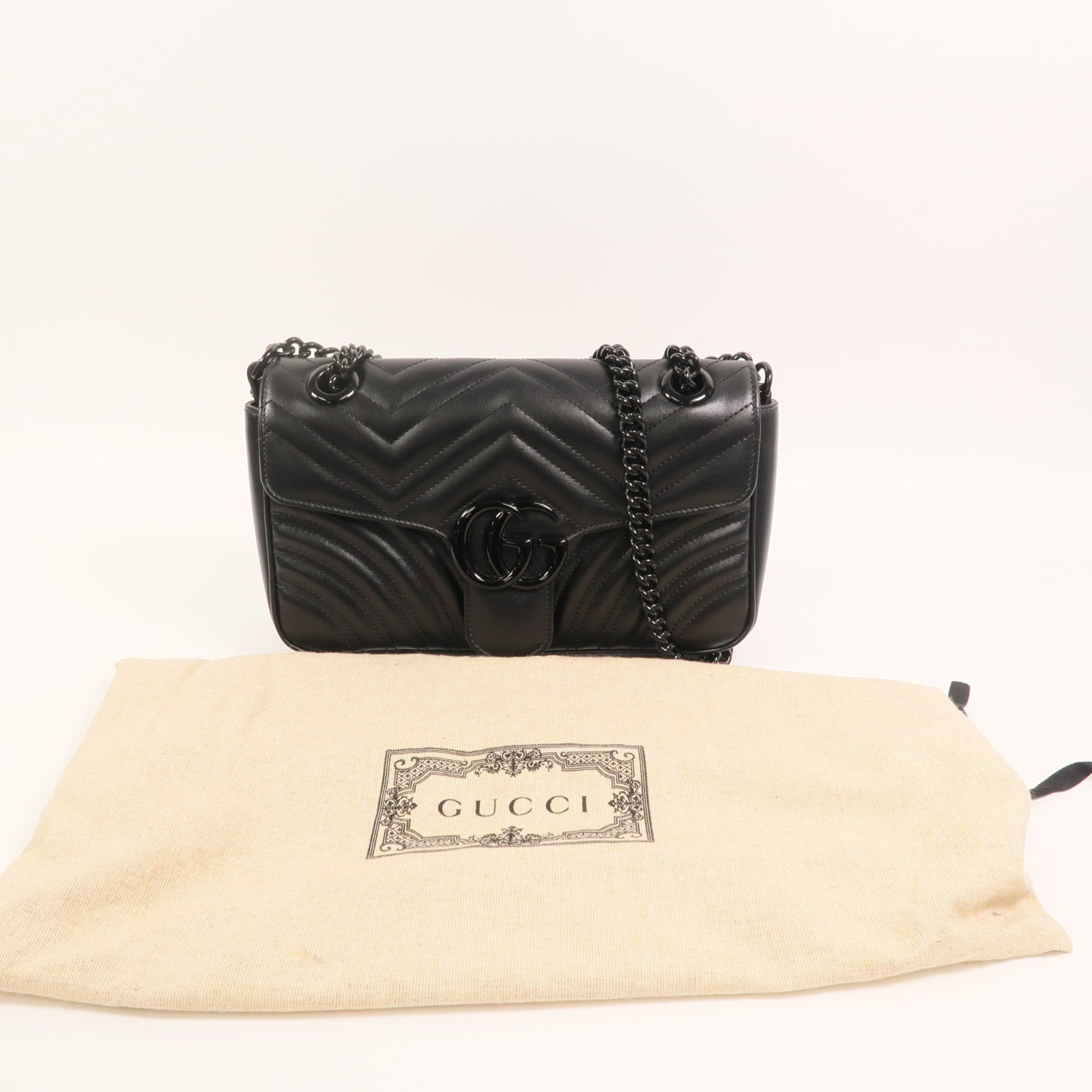 GUCCI 牛皮皮革GG Marmont Shoulder Bag鏈帶肩背袋