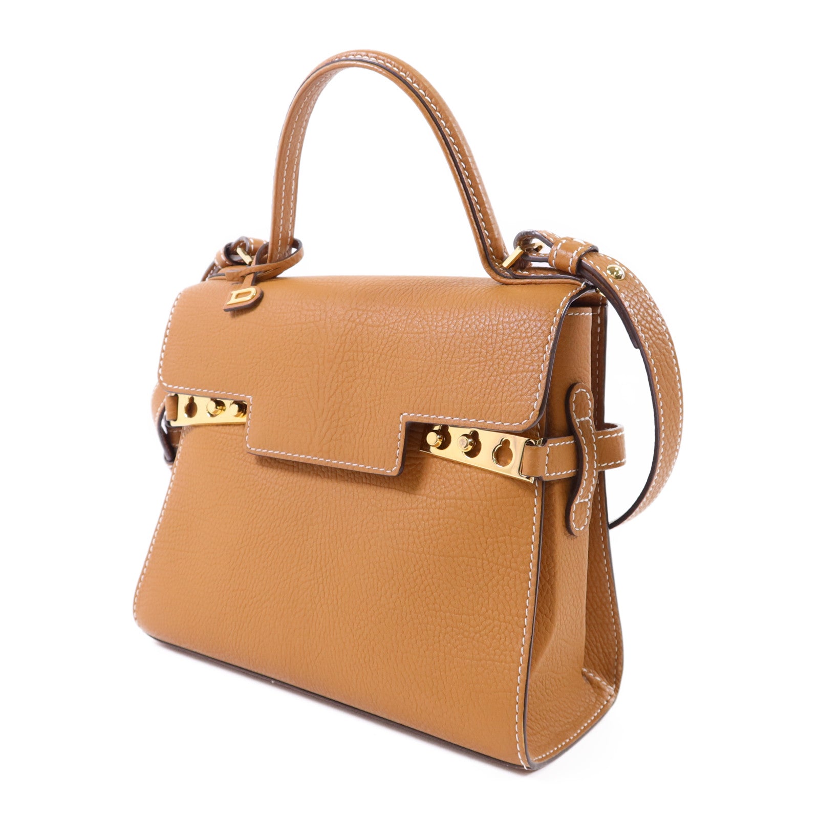 Delvaux 牛皮皮革Tempete PM金扣手挽肩背兩用袋