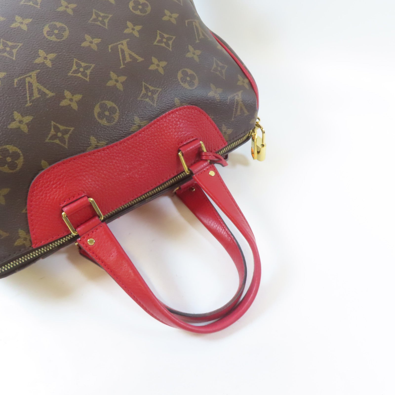 LOUIS VUITTON Monogram Retiro PM金扣手挽肩背兩用袋啡色/紅色