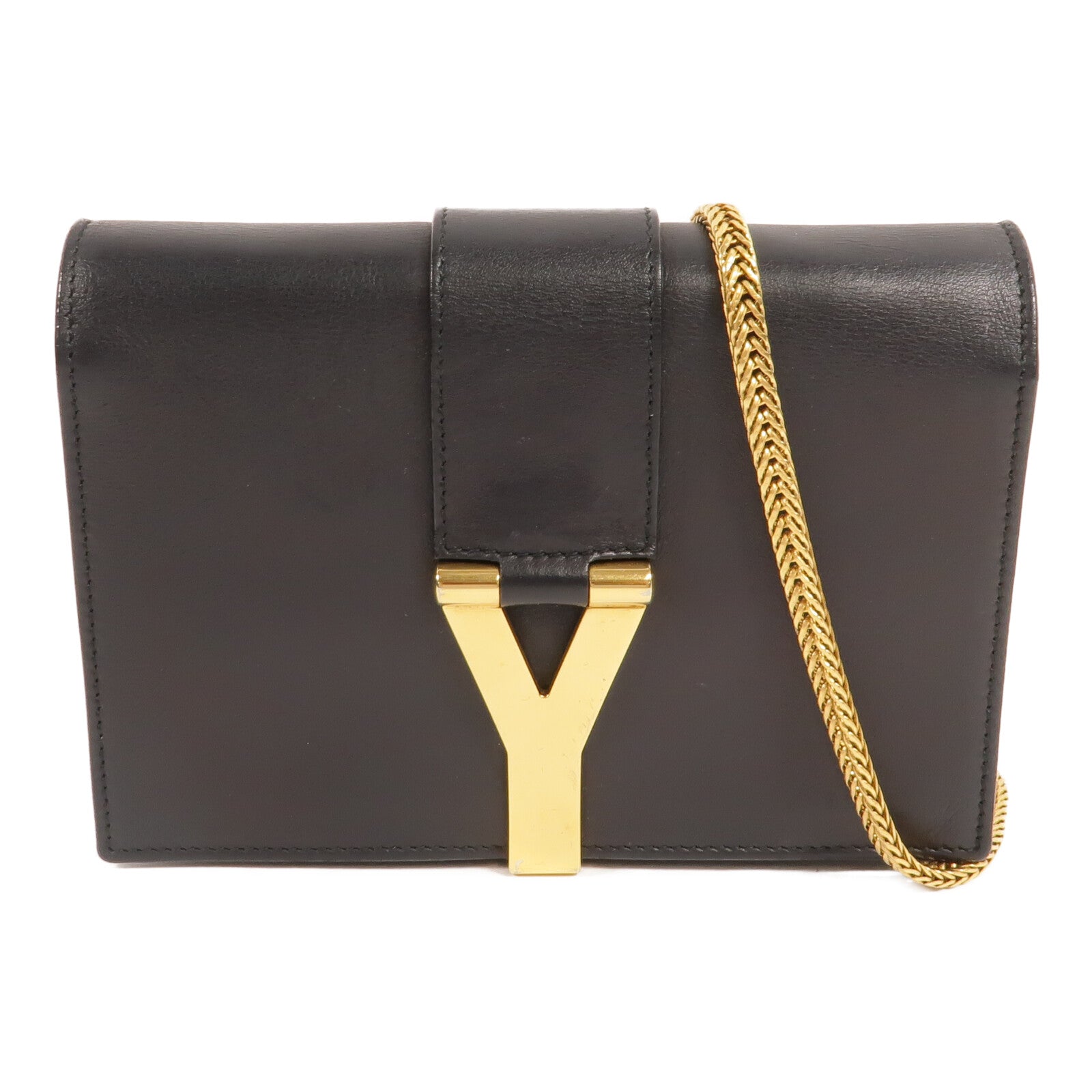 YVES SAINT LAURENT 牛皮皮革Chain Bag鏈帶肩背袋