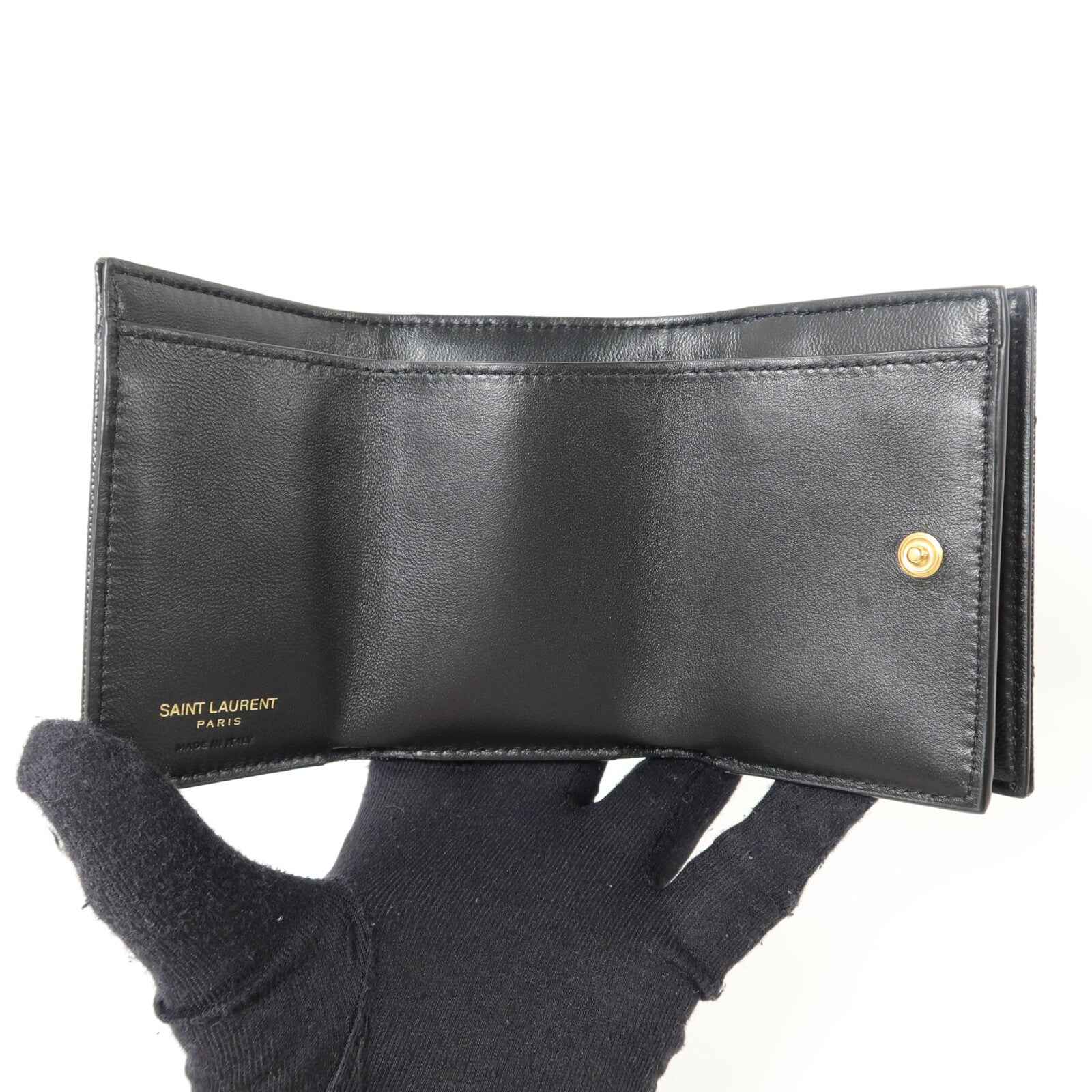 SAINT LAURENT 牛皮皮革Cassandre Matelasse Origami Tiny Wallet錢包