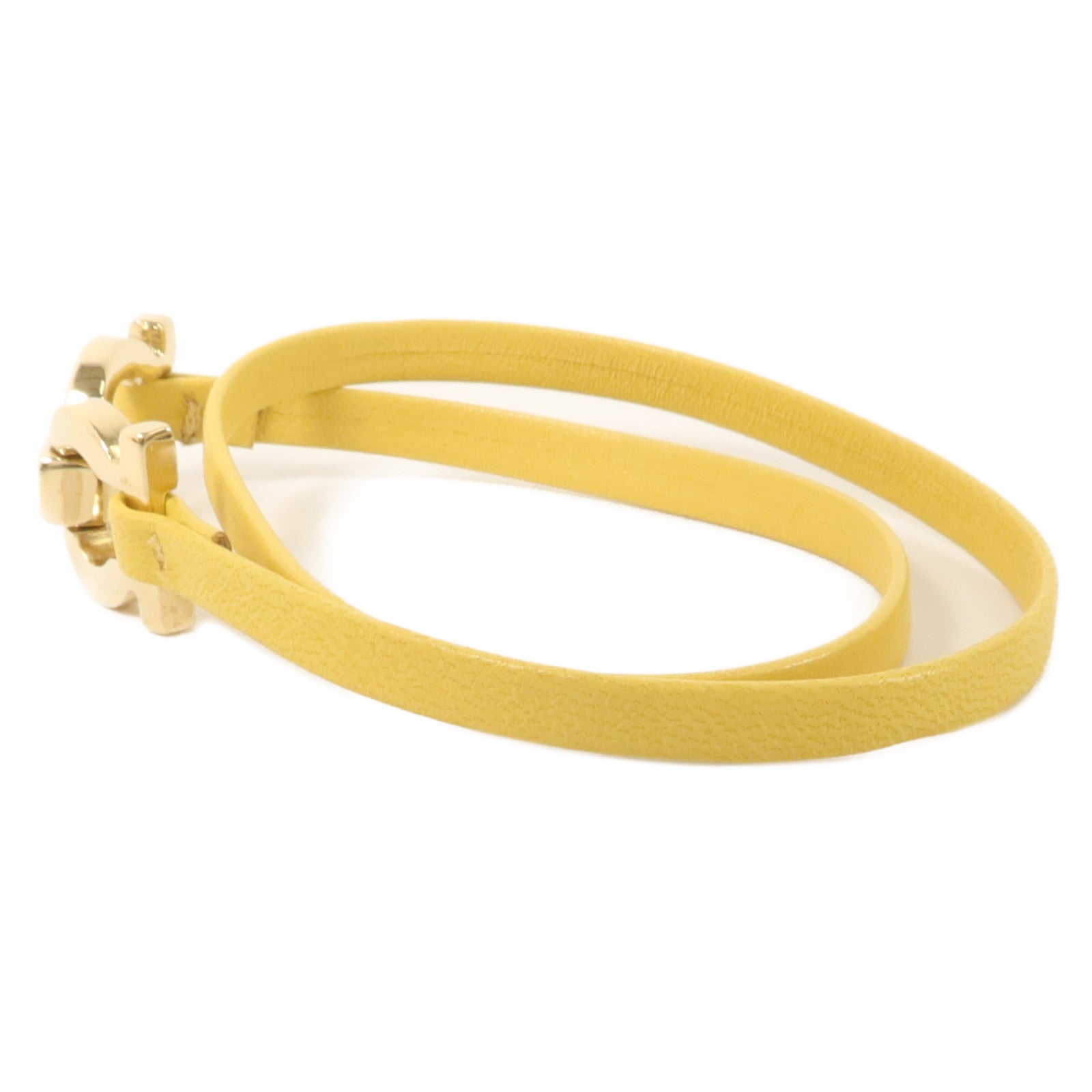 Salvatore Ferragamo 牛皮皮革/金屬Gancini Double Wrap Bracelet手鐲