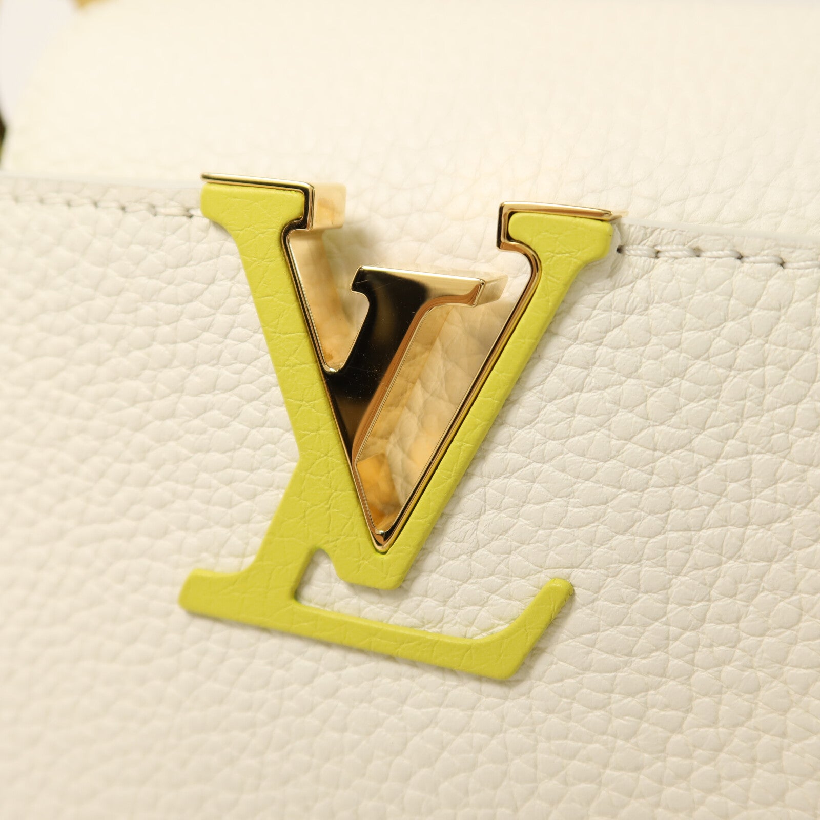 LOUIS VUITTON Taurillon Capucines BB金扣手挽肩背兩用袋