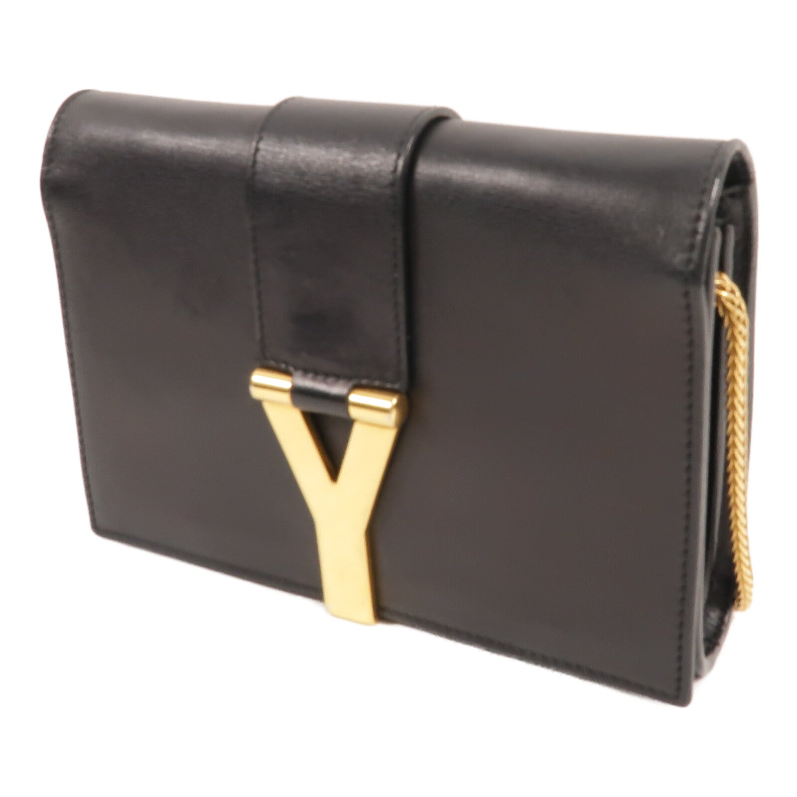 YVES SAINT LAURENT 牛皮皮革Chain Bag鏈帶肩背袋