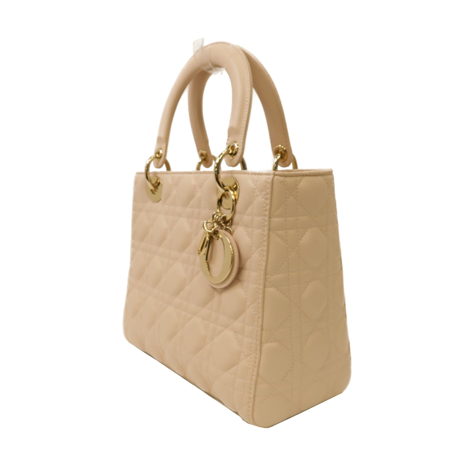 Dior 羊皮皮革Lady Dior Shoulder Bag金扣手挽肩背兩用袋粉紅色