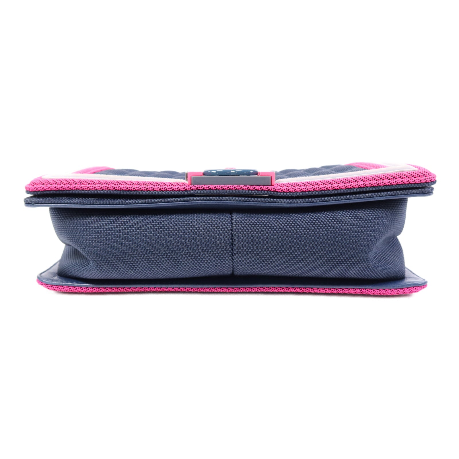 CHANEL 帆布Boy 25銀扣鏈帶肩背袋