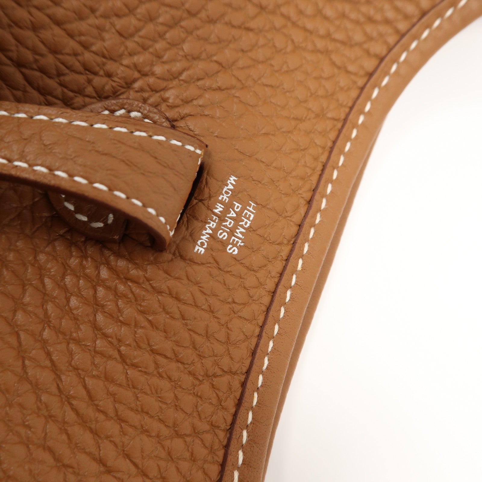 HERMES Clemence皮革Evelyne TPM銀扣肩背袋Gold/啡色