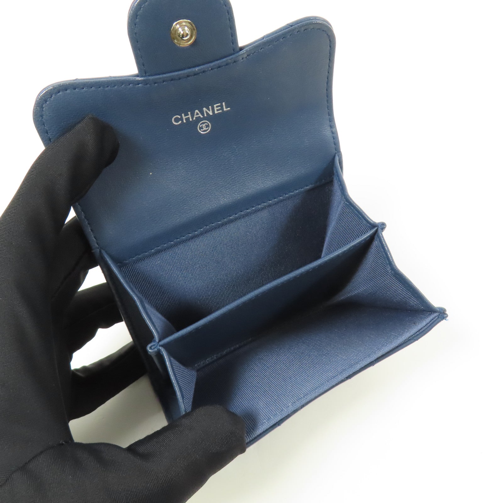 CHANEL 羊皮皮革Card Case銀扣卡片套