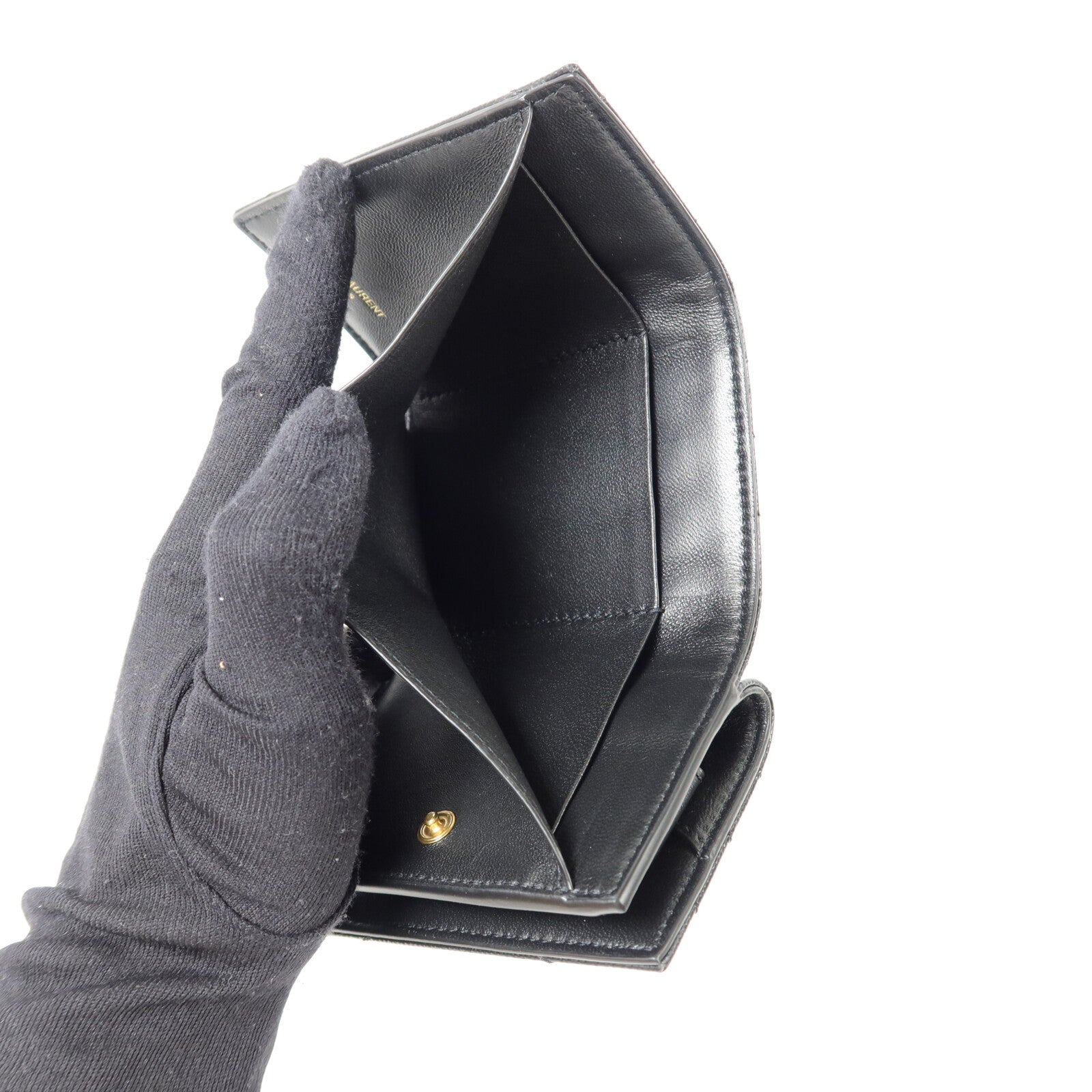 SAINT LAURENT 牛皮皮革Cassandre Matelasse Origami Tiny Wallet錢包