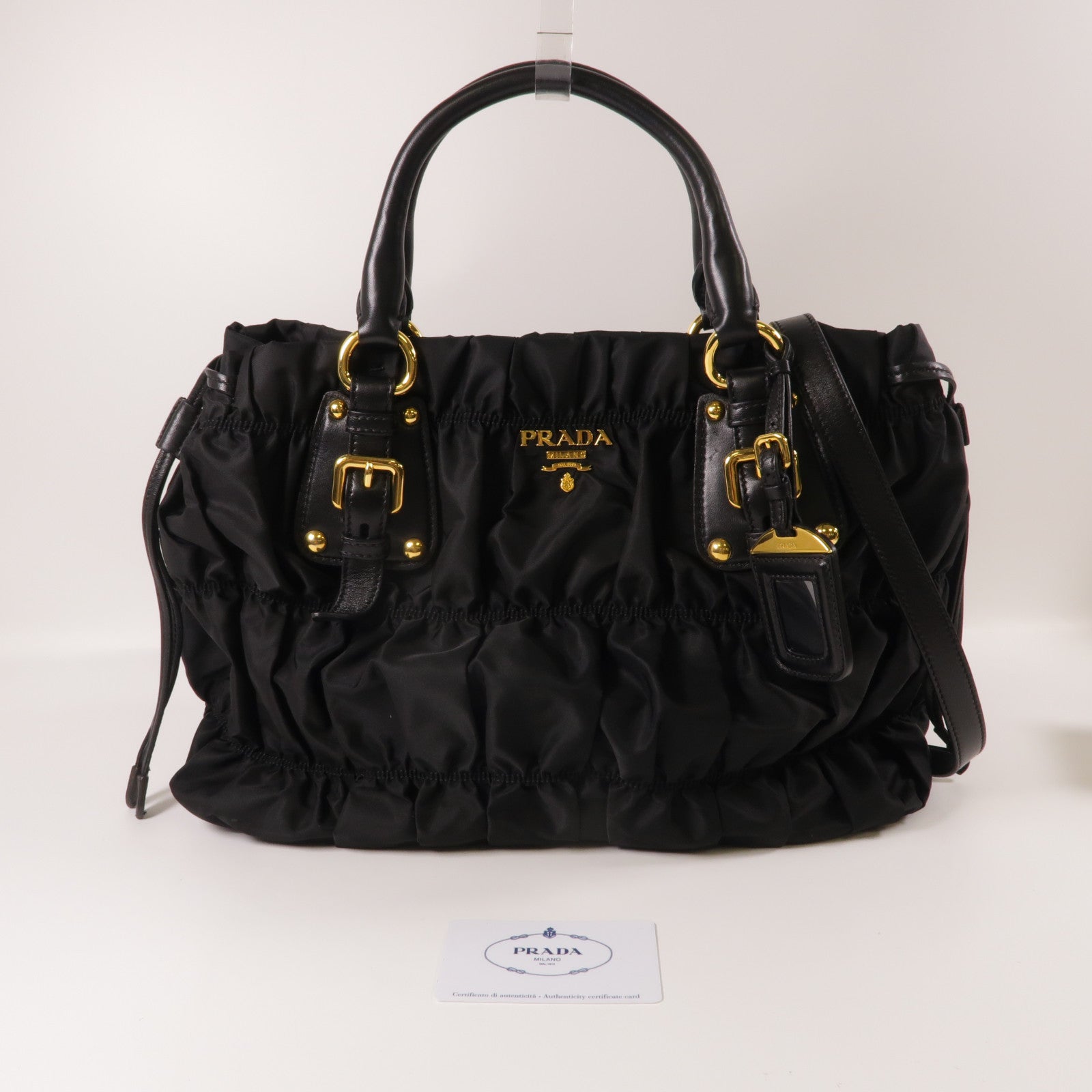 PRADA 尼龍Tessuto Gaufre 金扣手挽肩背袋兩用袋