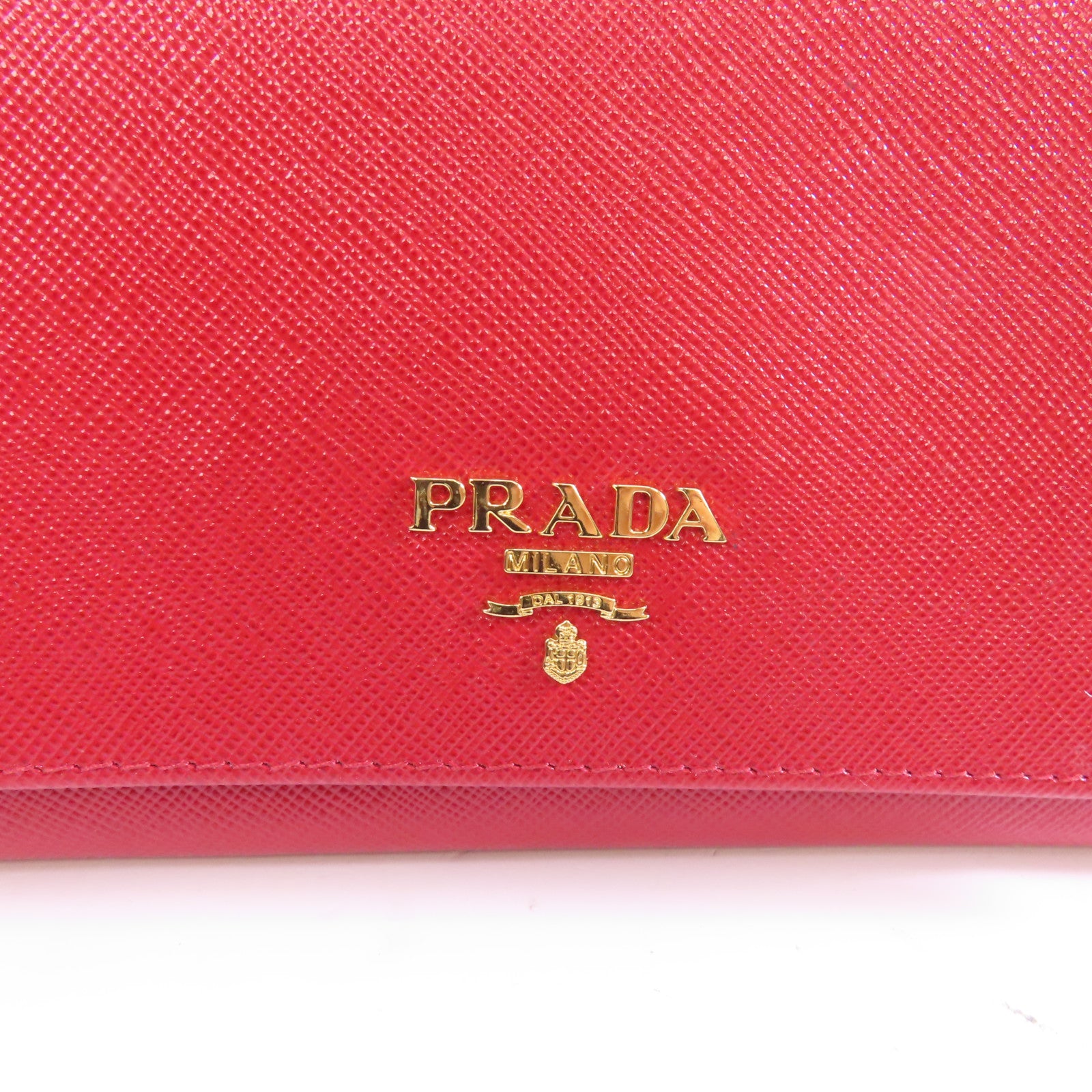 PRADA 牛皮皮革Wallet金扣錢包紅色