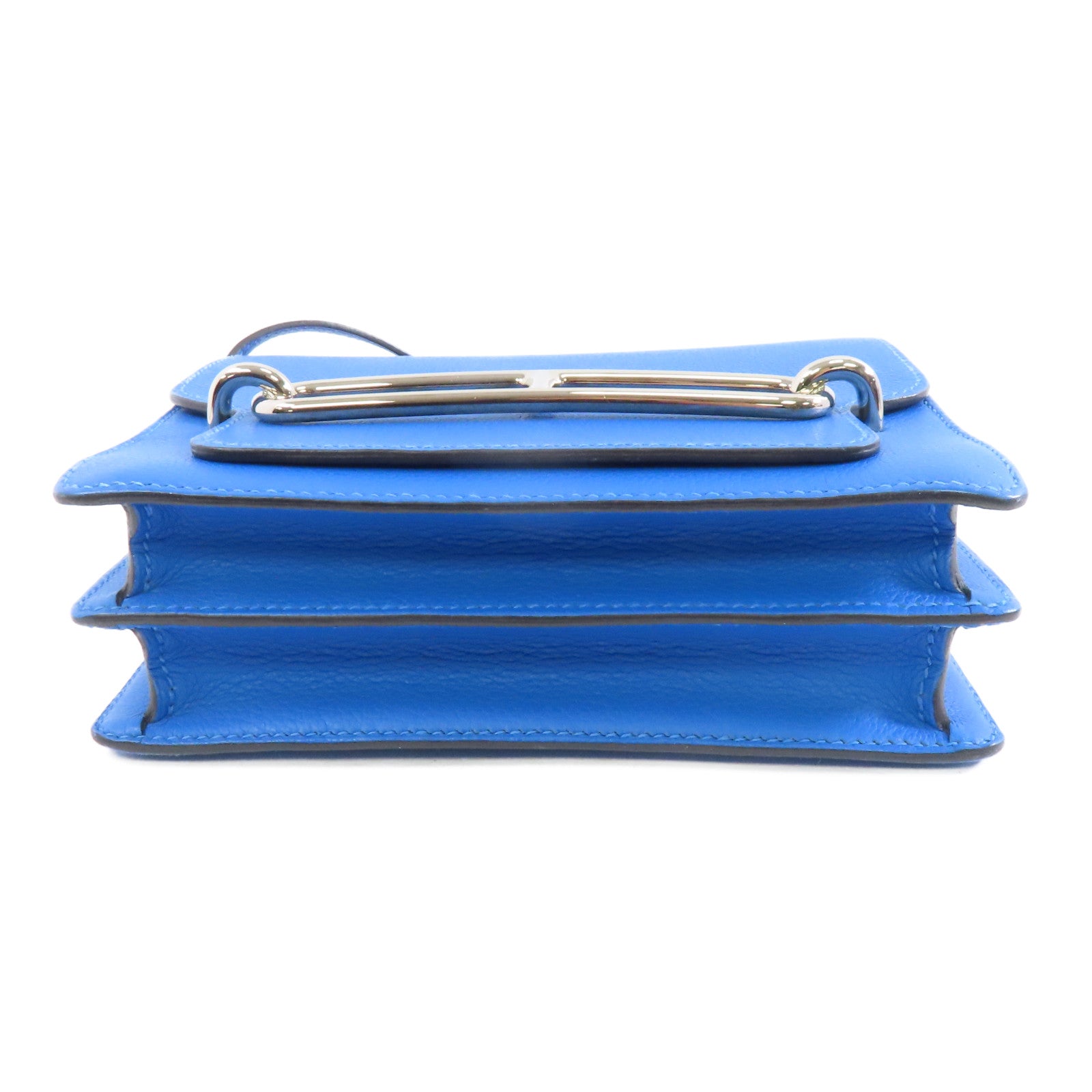 HERMES (PRICE DOWN) PHW Mini Roulis Shoulder Bag Evercolor Leather Bleu Zanzibar/Blue