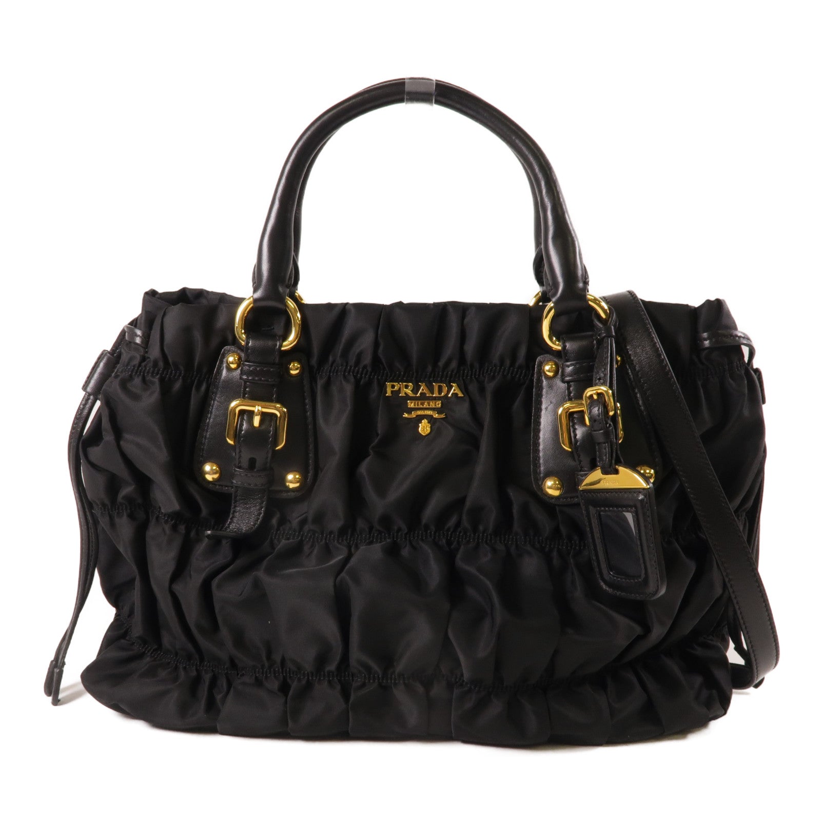 PRADA 尼龍Tessuto Gaufre 金扣手挽肩背袋兩用袋
