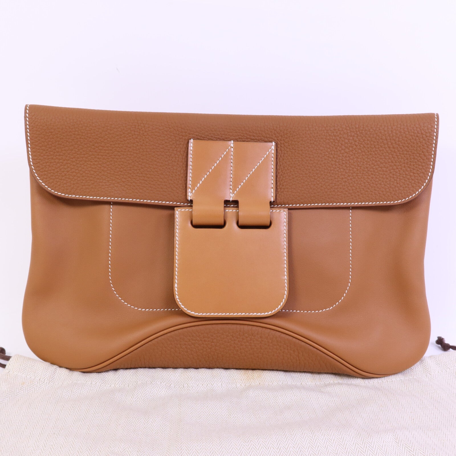 HERMES Swift/Clemence皮革Villevoit 35銀扣手拿包