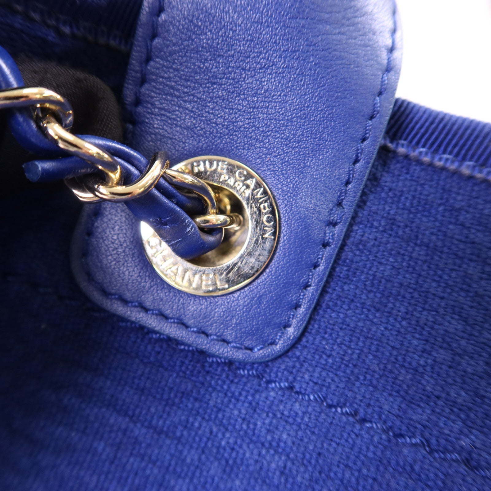 CHANEL 帆布Deauville Tote with Pouch金扣手挽肩背兩用袋