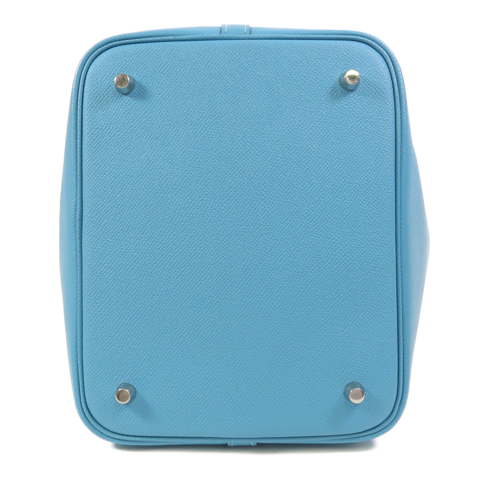HERMES Epsom皮革Picotin MM銀扣手挽袋Bleu Du Nord