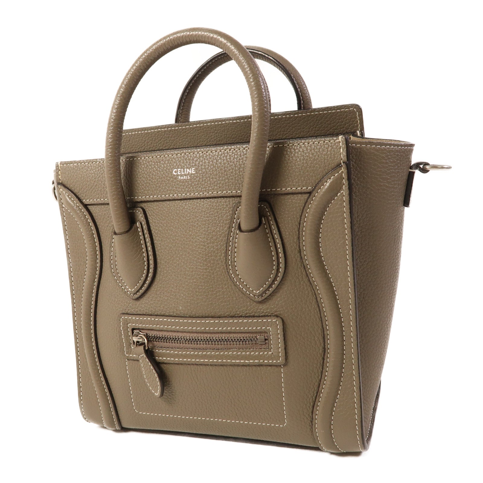 CELINE 牛皮皮革Nano Luggage銀扣手挽肩背兩用袋