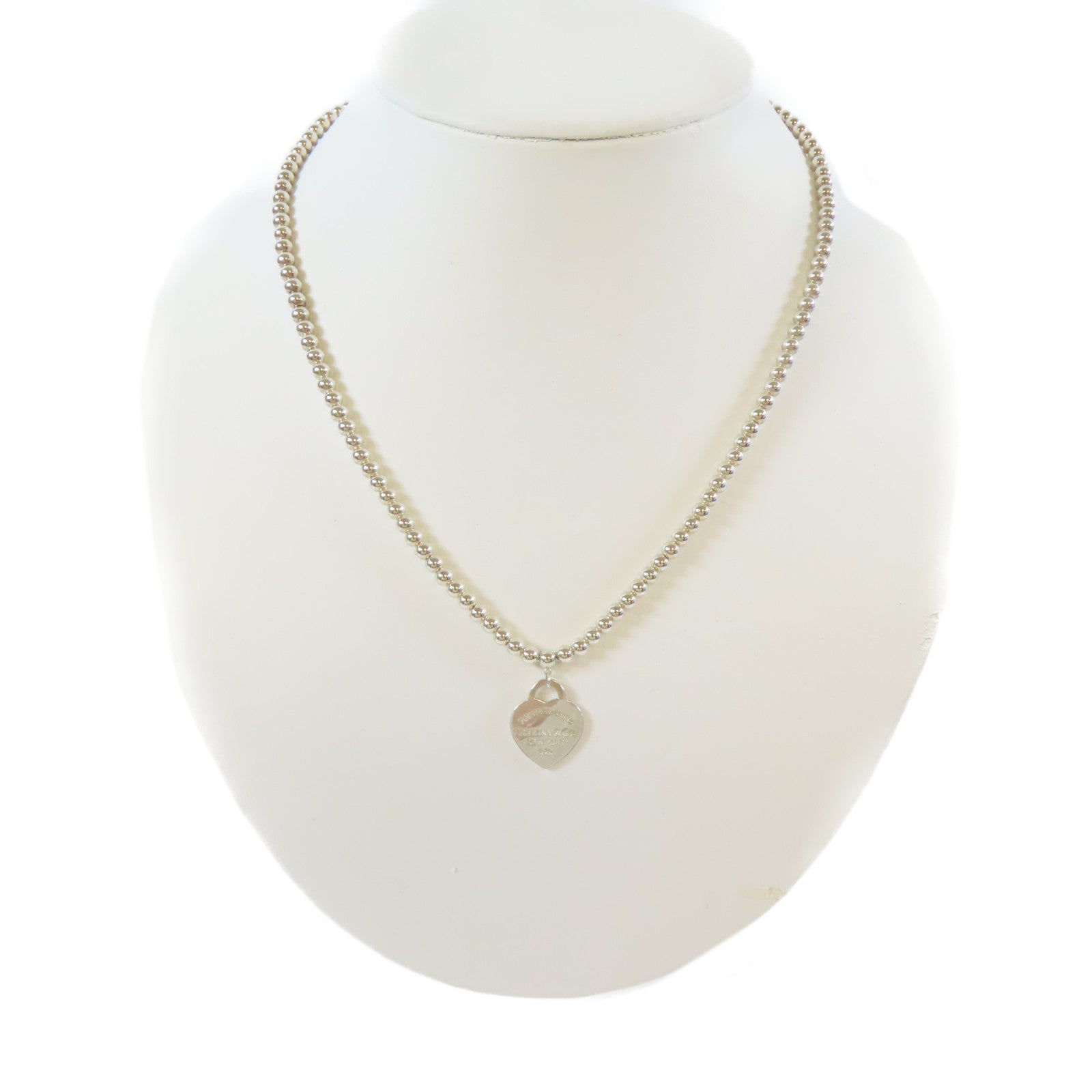 TIFFANY＆CO 925純銀Heart Tag Bead項鍊#45cm