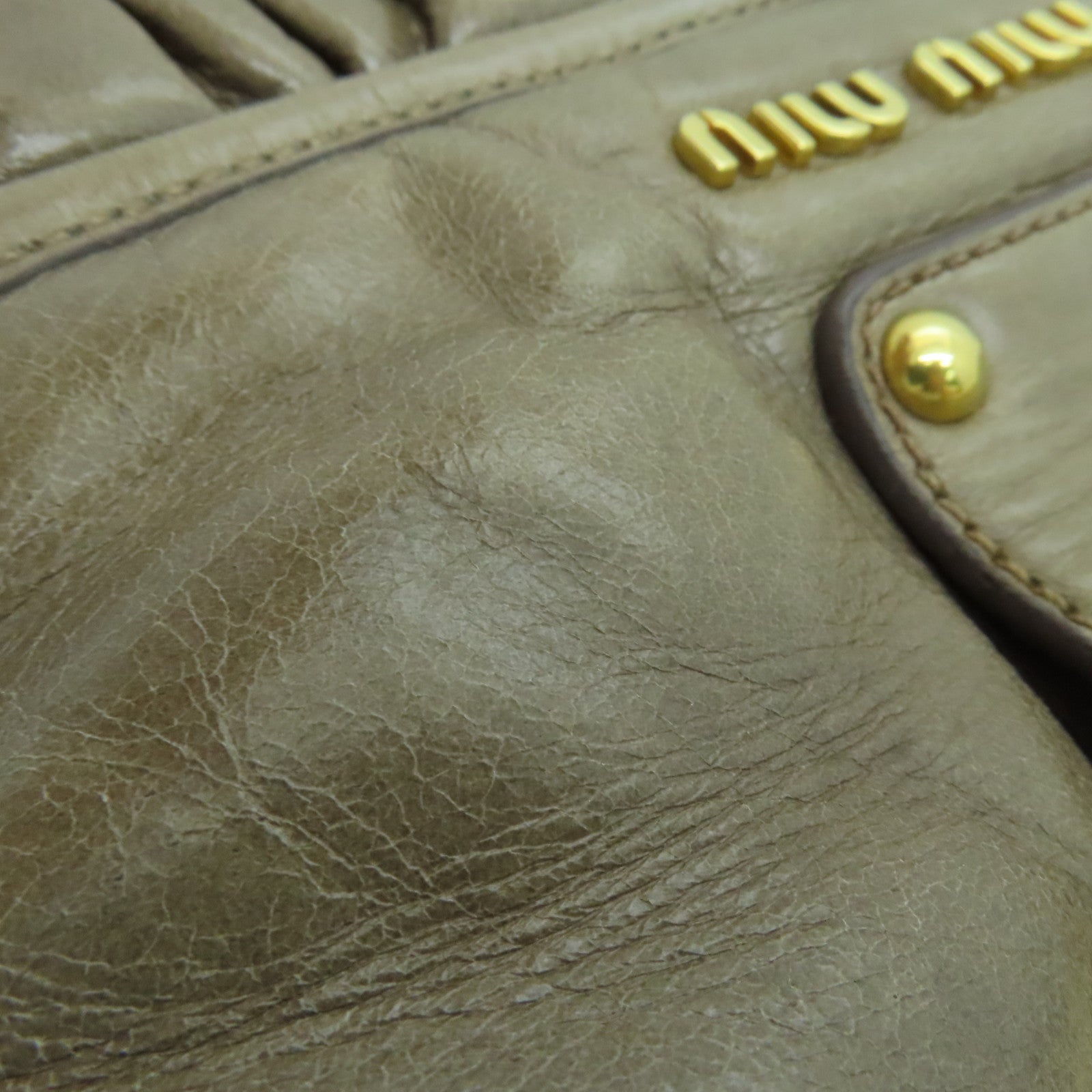 Miu Miu 牛皮皮革2way Shoulder Bag金扣手挽肩背两用袋啡色