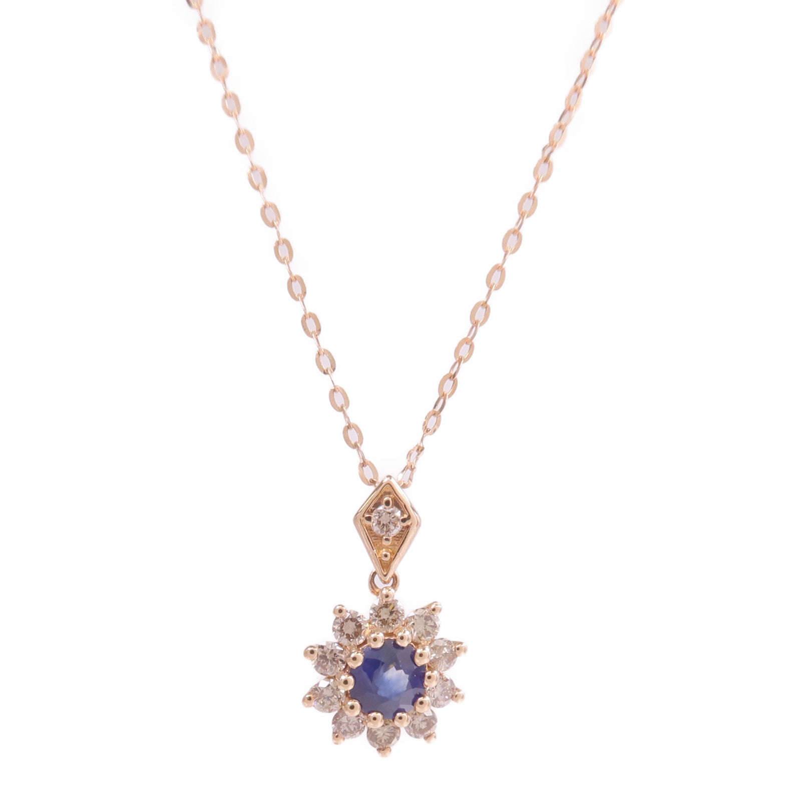 JEWELRY 18K玫瑰金Sapphire Diamond Necklace藍寶石/鑽石項鍊