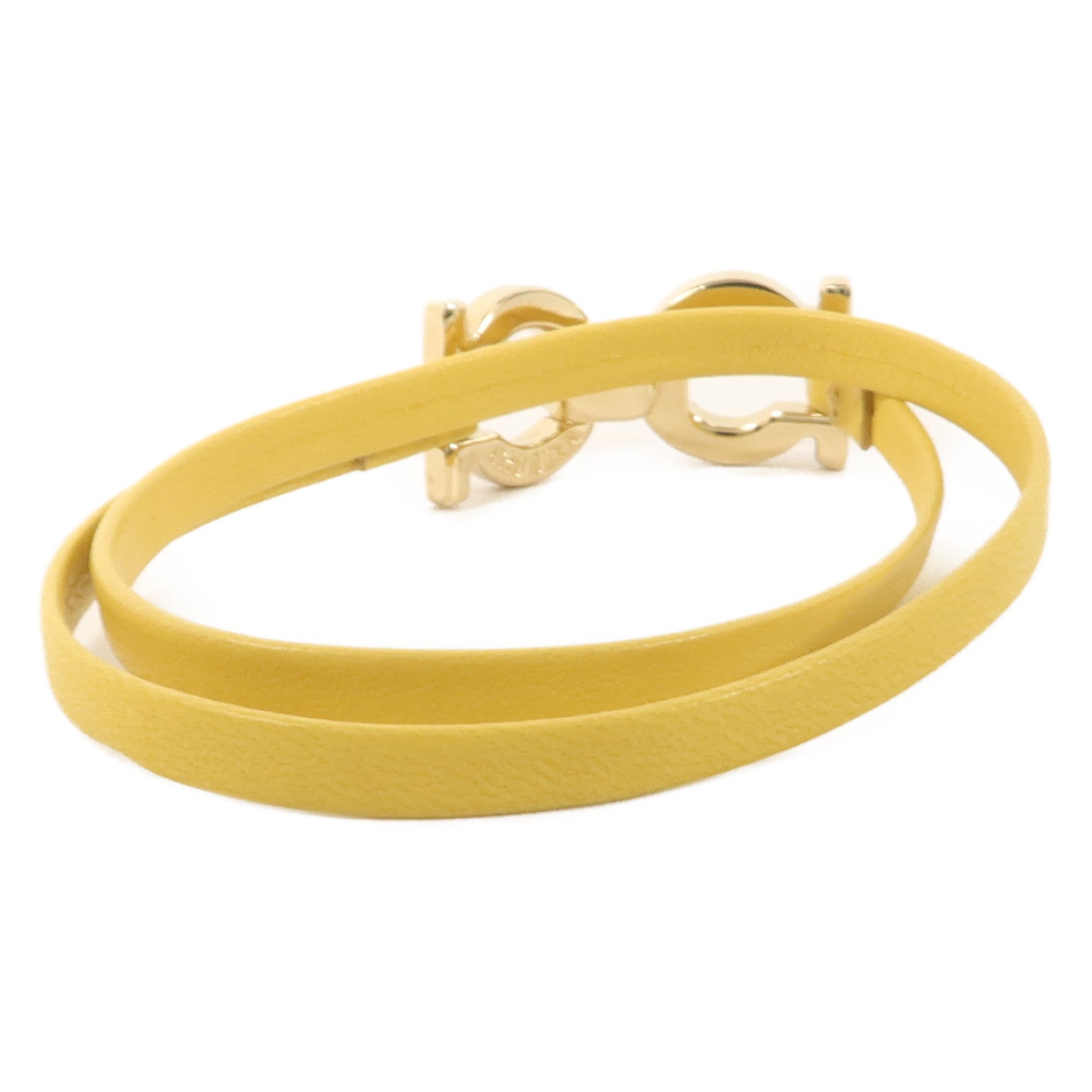 Salvatore Ferragamo 牛皮皮革/金屬Gancini Double Wrap Bracelet手鐲