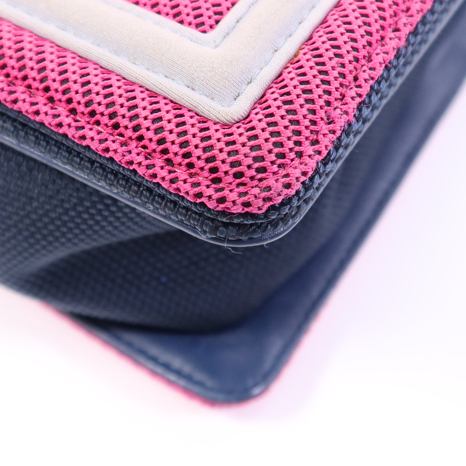 CHANEL 帆布Boy 25銀扣鏈帶肩背袋