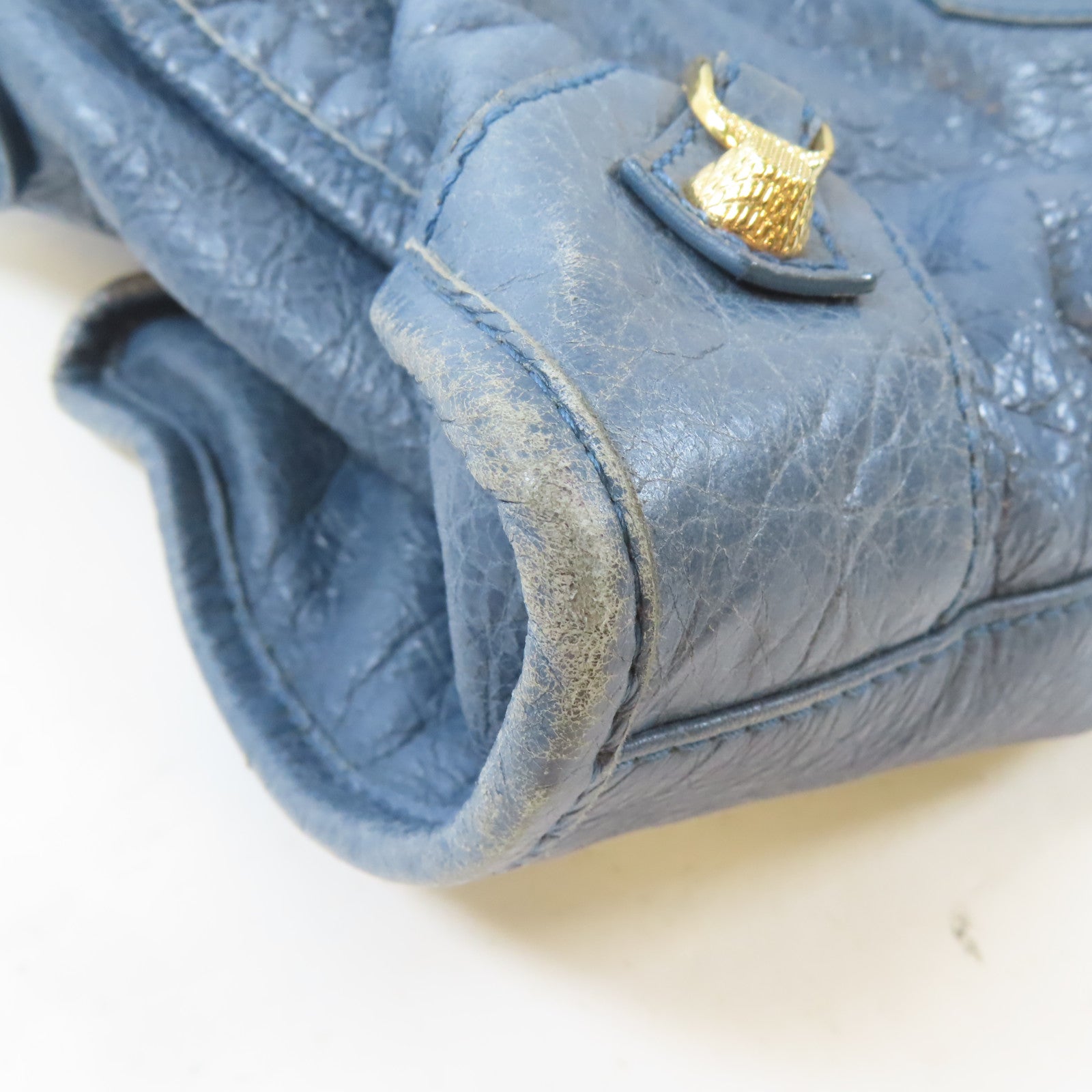 BALENCIAGA 牛皮皮革Part Time金扣手挽肩背兩用袋藍色