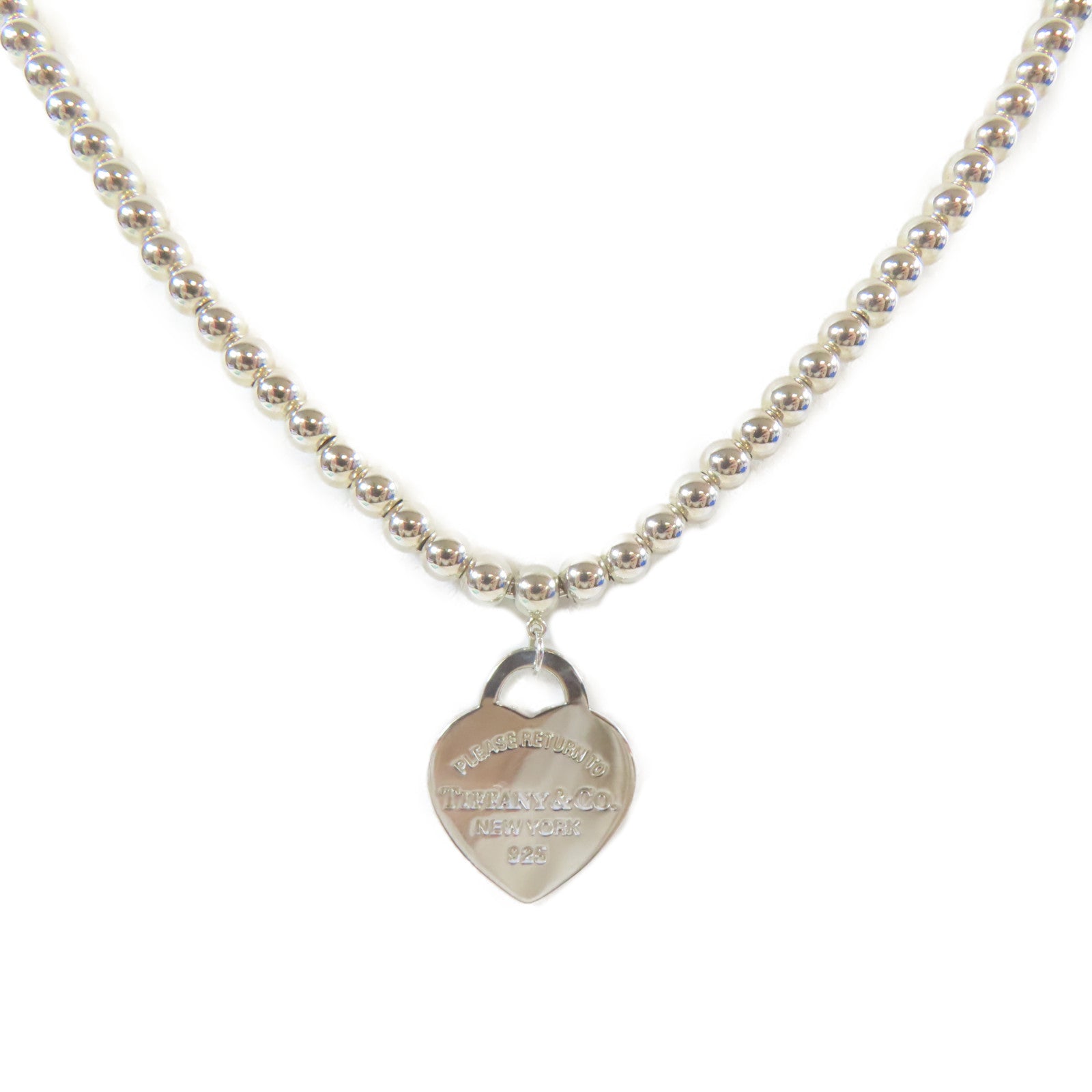 TIFFANY＆CO 925純銀Heart Tag Bead項鍊#45cm