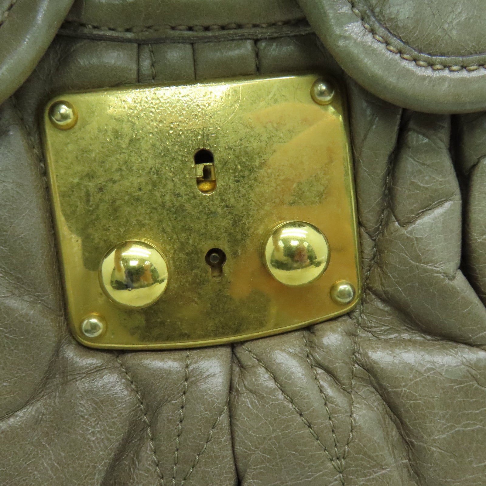 Miu Miu 牛皮皮革2way Shoulder Bag金扣手挽肩背两用袋啡色