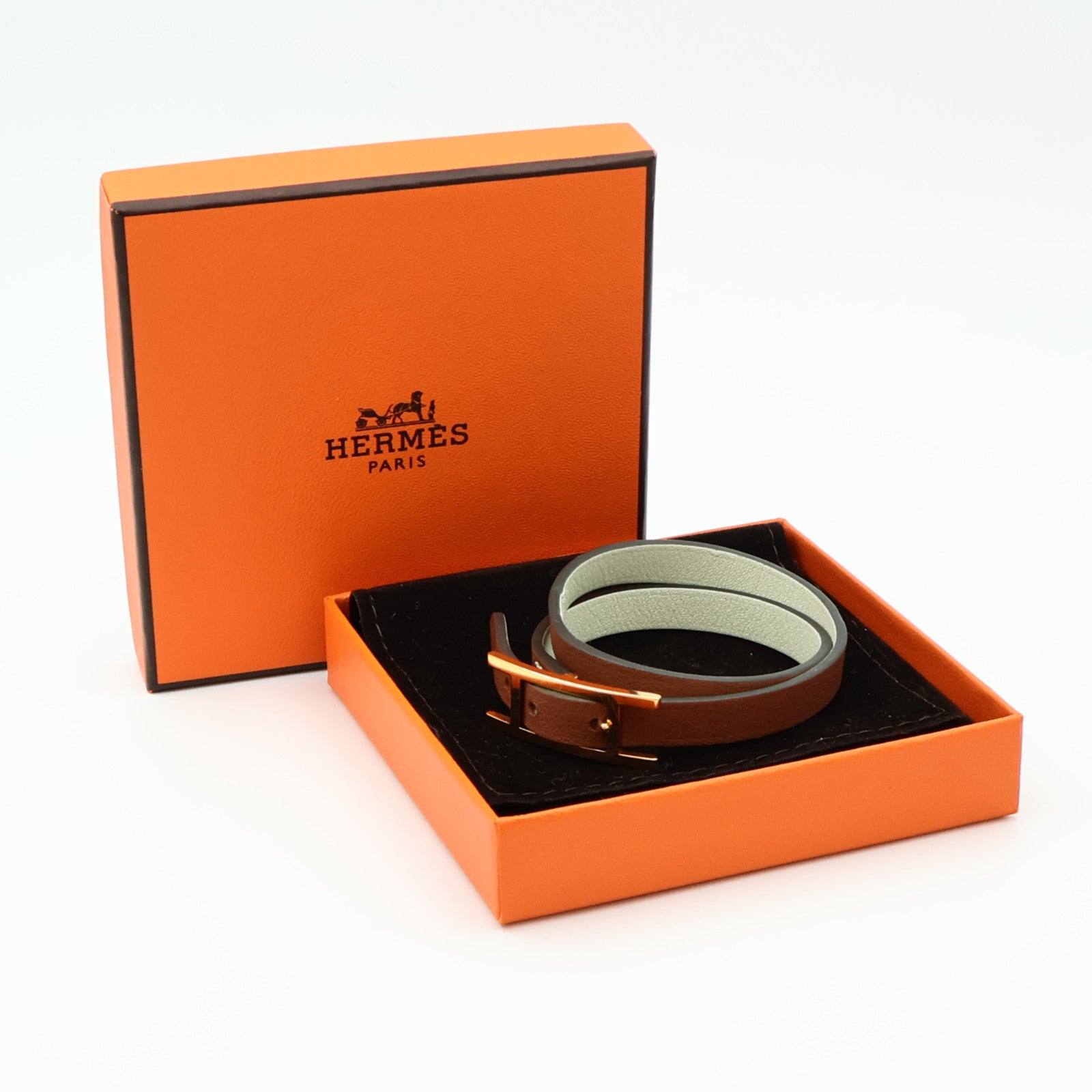 HERMES 【激減優惠】Swift皮革Behapi Double Tour Bracelet金扣手鏈