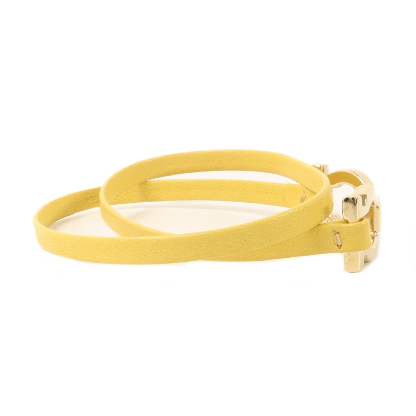 Salvatore Ferragamo 牛皮皮革/金屬Gancini Double Wrap Bracelet手鐲