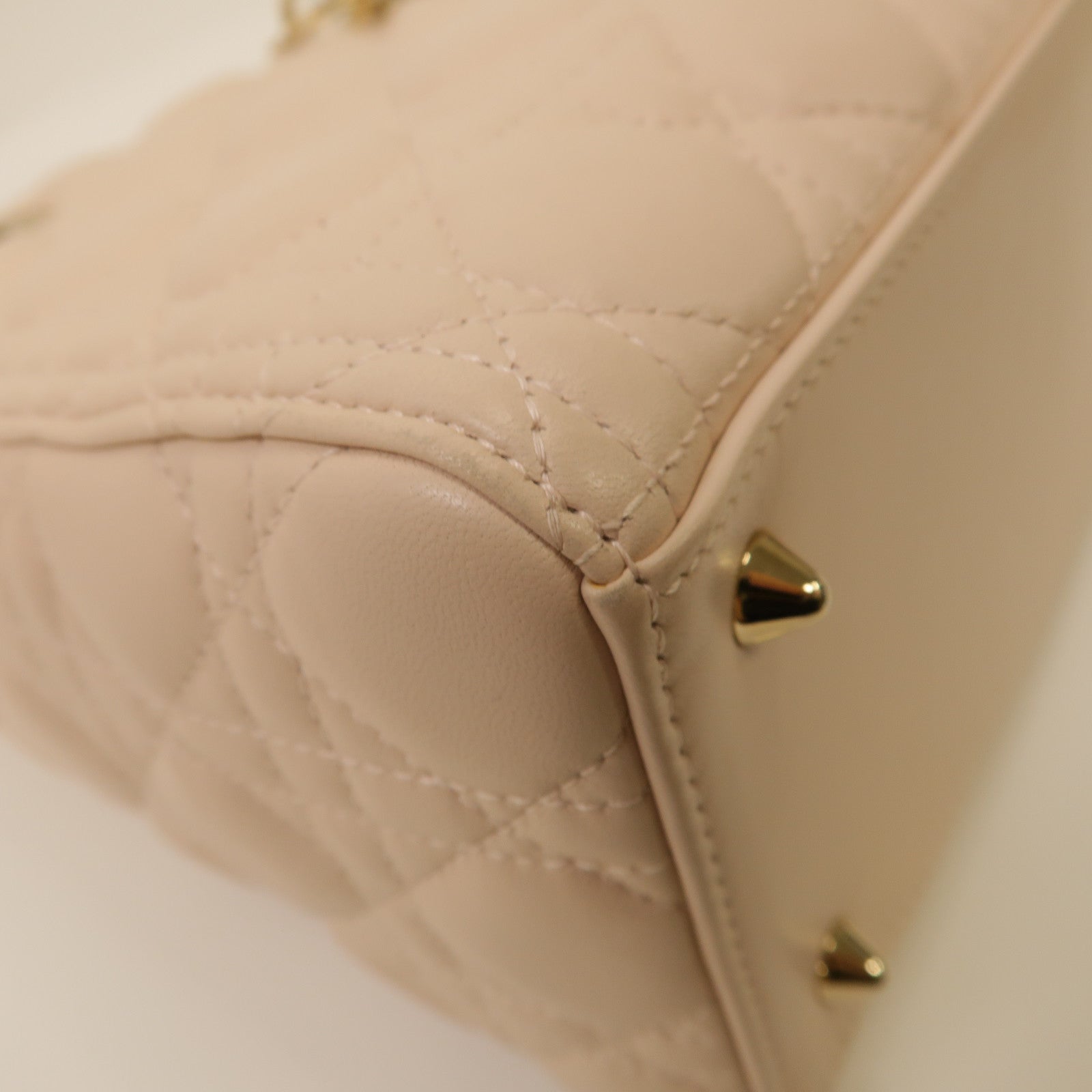 Dior 羊皮皮革Lady Dior Shoulder Bag金扣手挽肩背兩用袋粉紅色