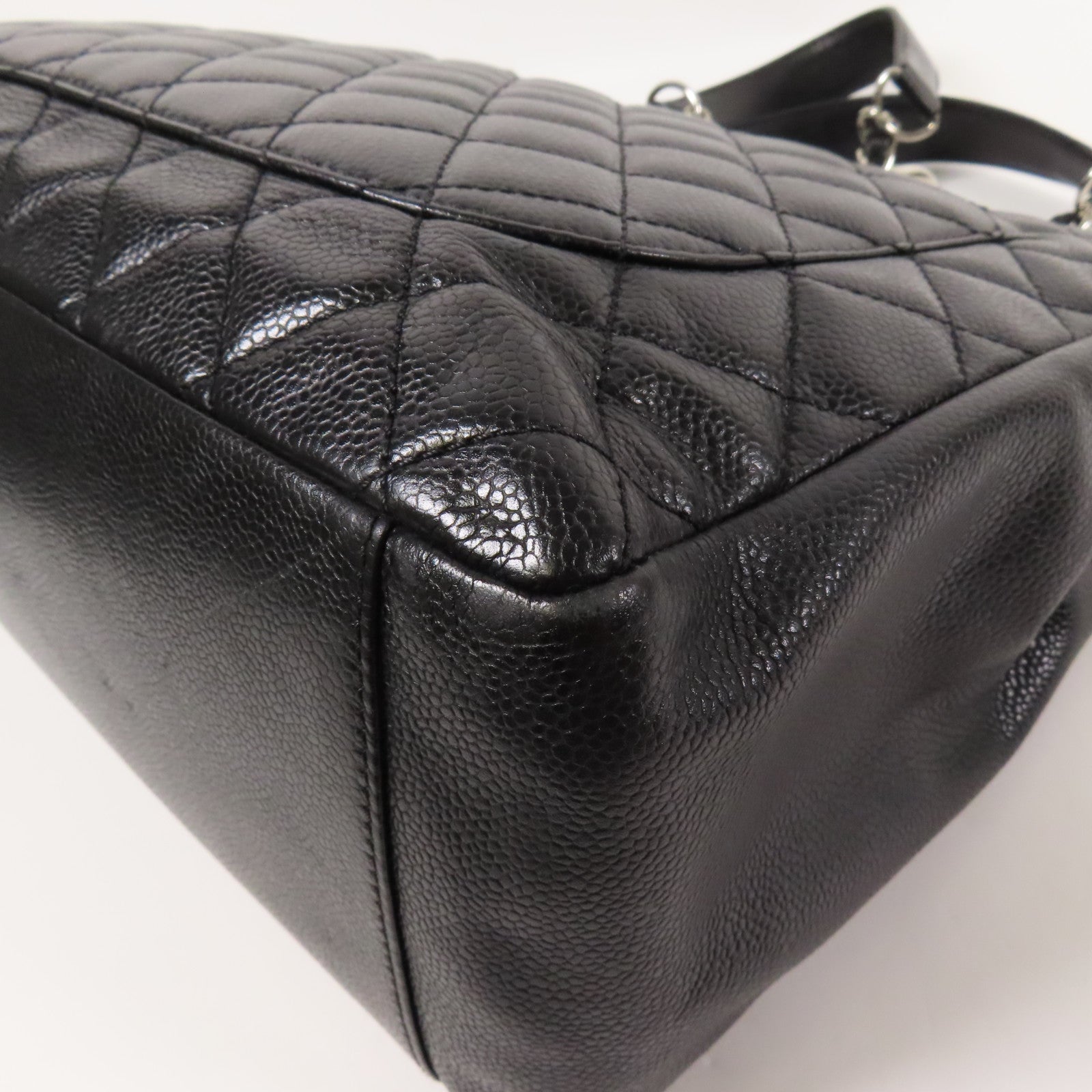 CHANEL 牛皮皮革GST Grand Shopping Tote銀扣鏈帶肩背袋