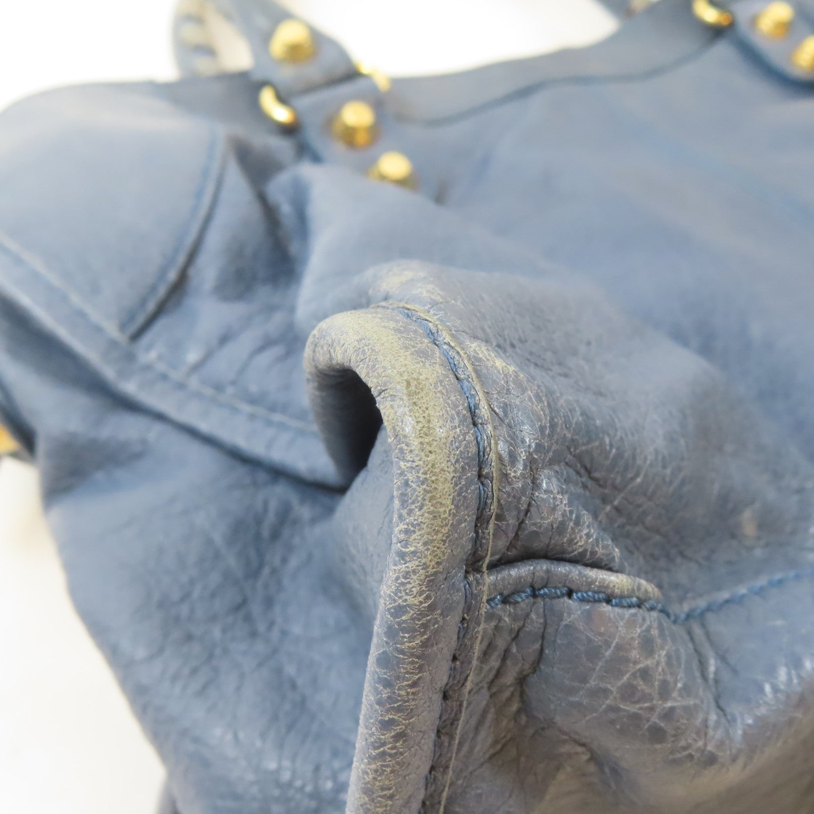 BALENCIAGA 牛皮皮革Part Time金扣手挽肩背兩用袋藍色