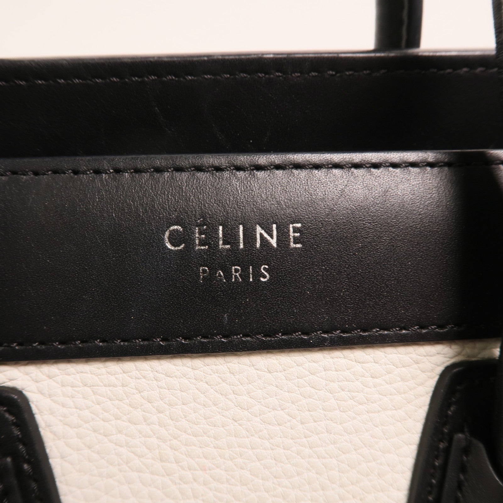 CELINE 牛皮皮革/絨布Nano Luggage銀扣肩背袋