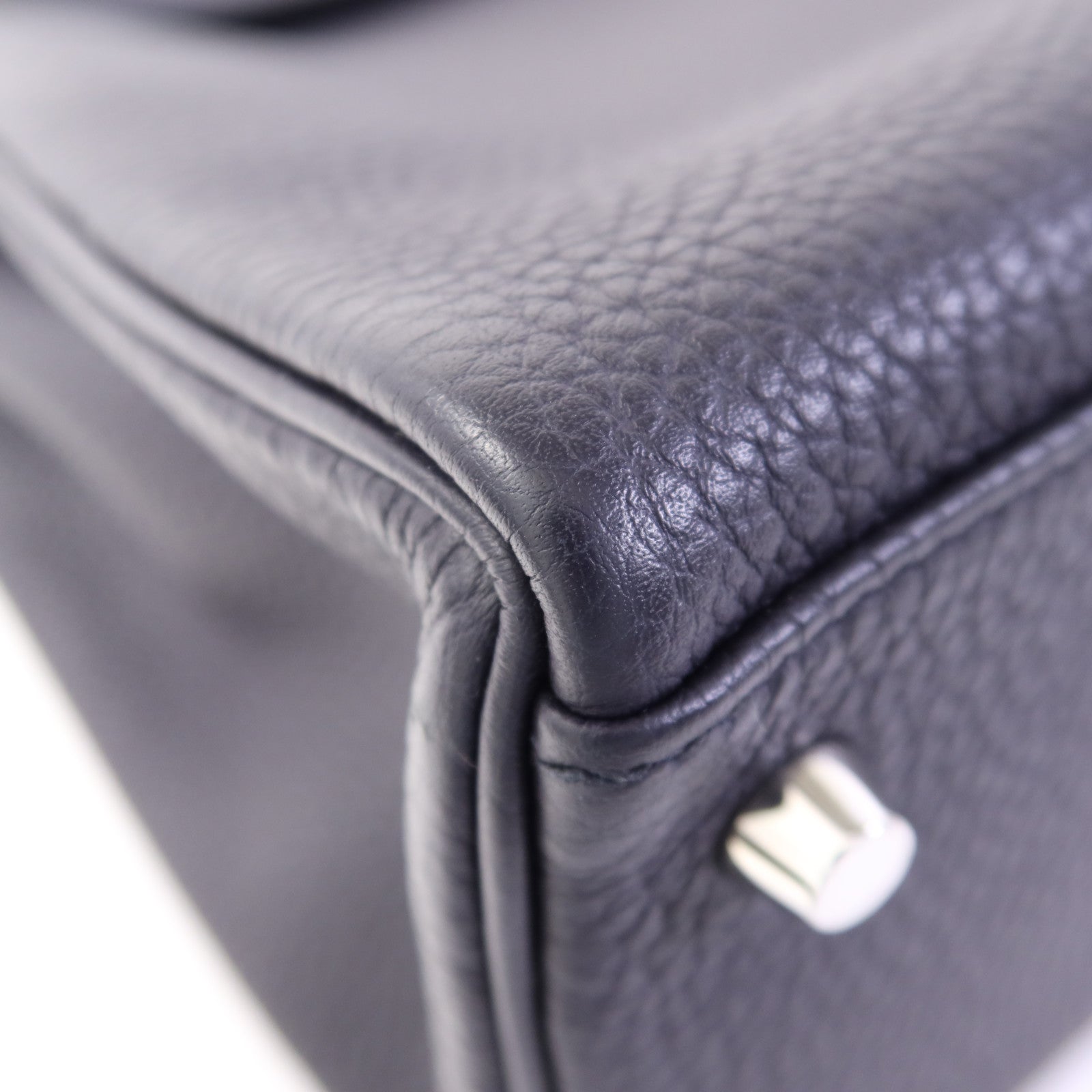 HERMES Togo皮革Kelly 32 Shark銀扣手挽肩背兩用袋Bleu Nuit