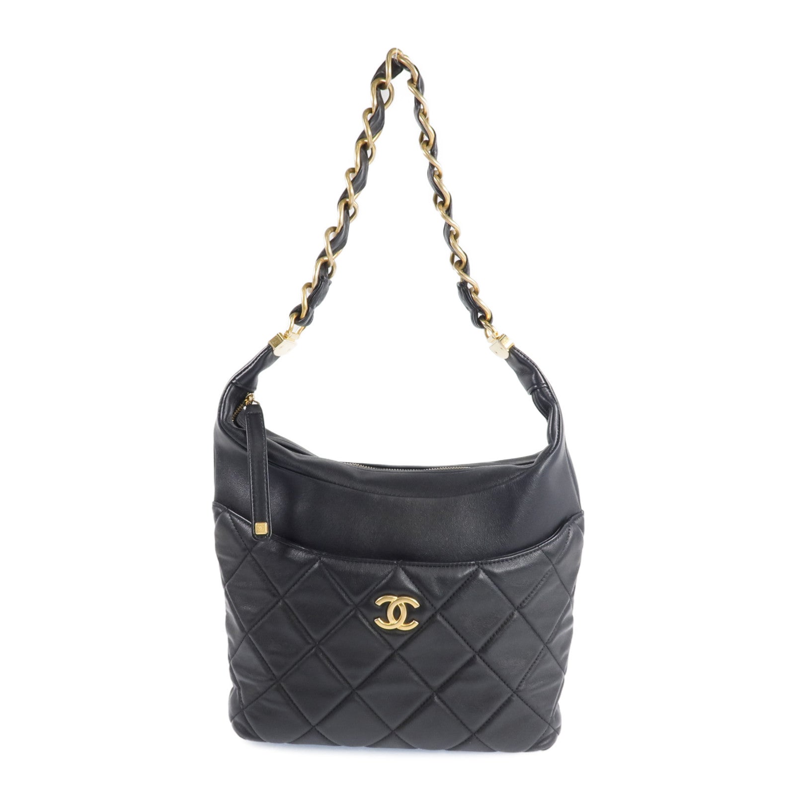 CHANEL 牛皮皮革Chain Shoulder Bag金扣鏈帶肩背袋