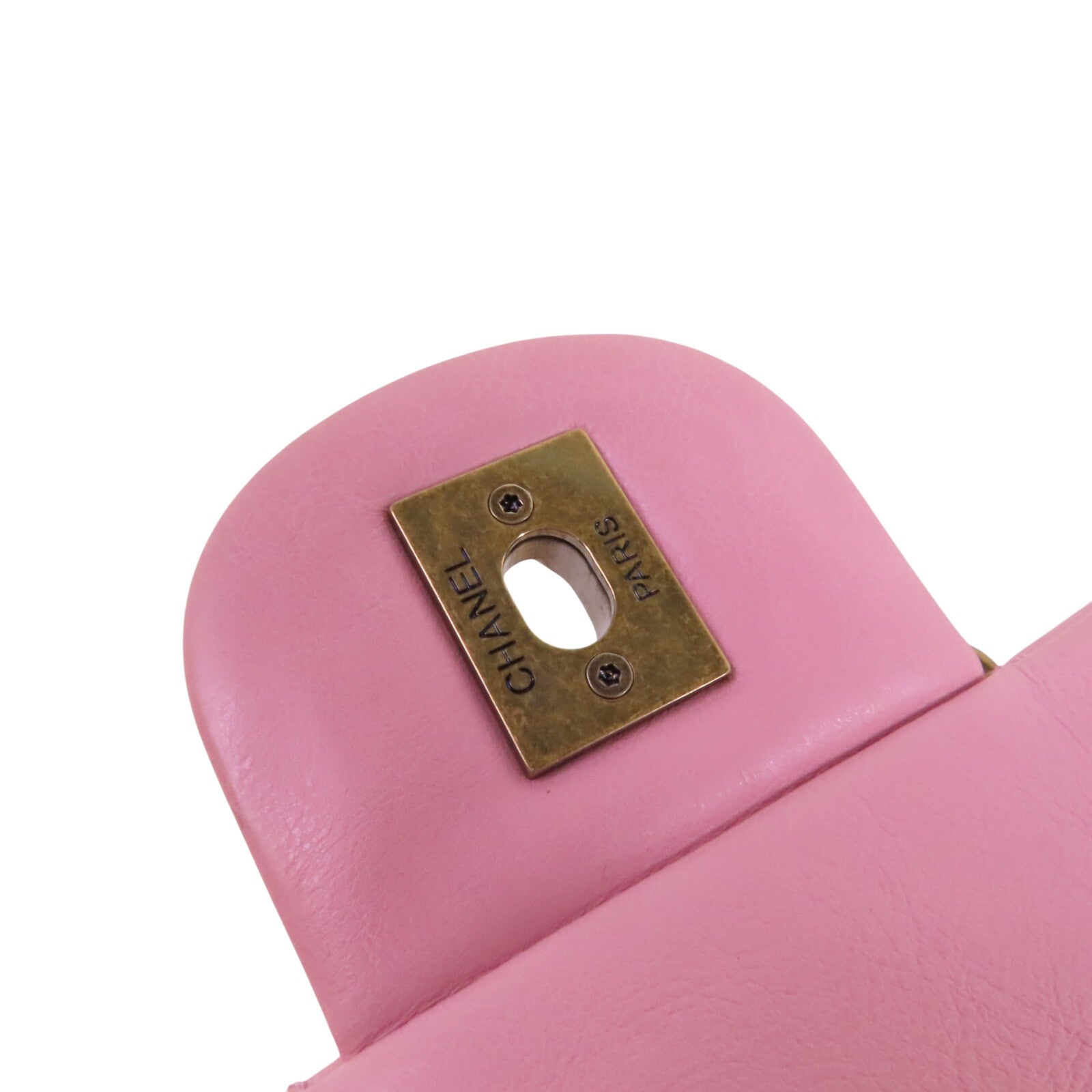 CHANEL 牛皮皮革Chain Shoulder金扣鏈帶肩背袋