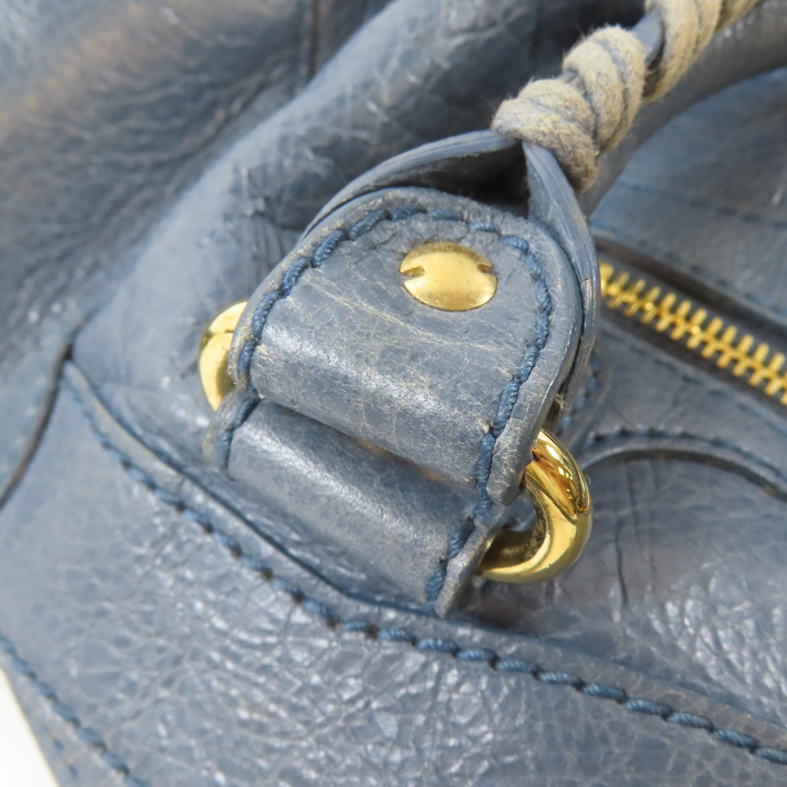 BALENCIAGA 牛皮皮革Part Time金扣手挽肩背兩用袋藍色