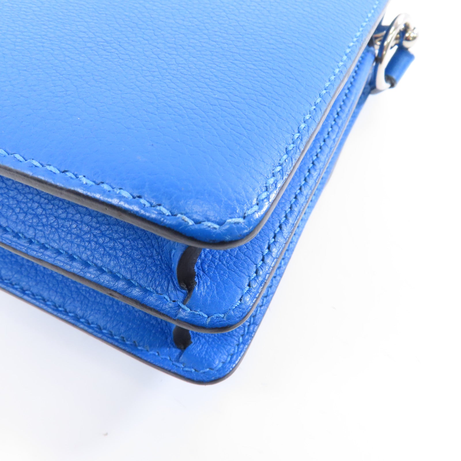 HERMES (PRICE DOWN) PHW Mini Roulis Shoulder Bag Evercolor Leather Bleu Zanzibar/Blue