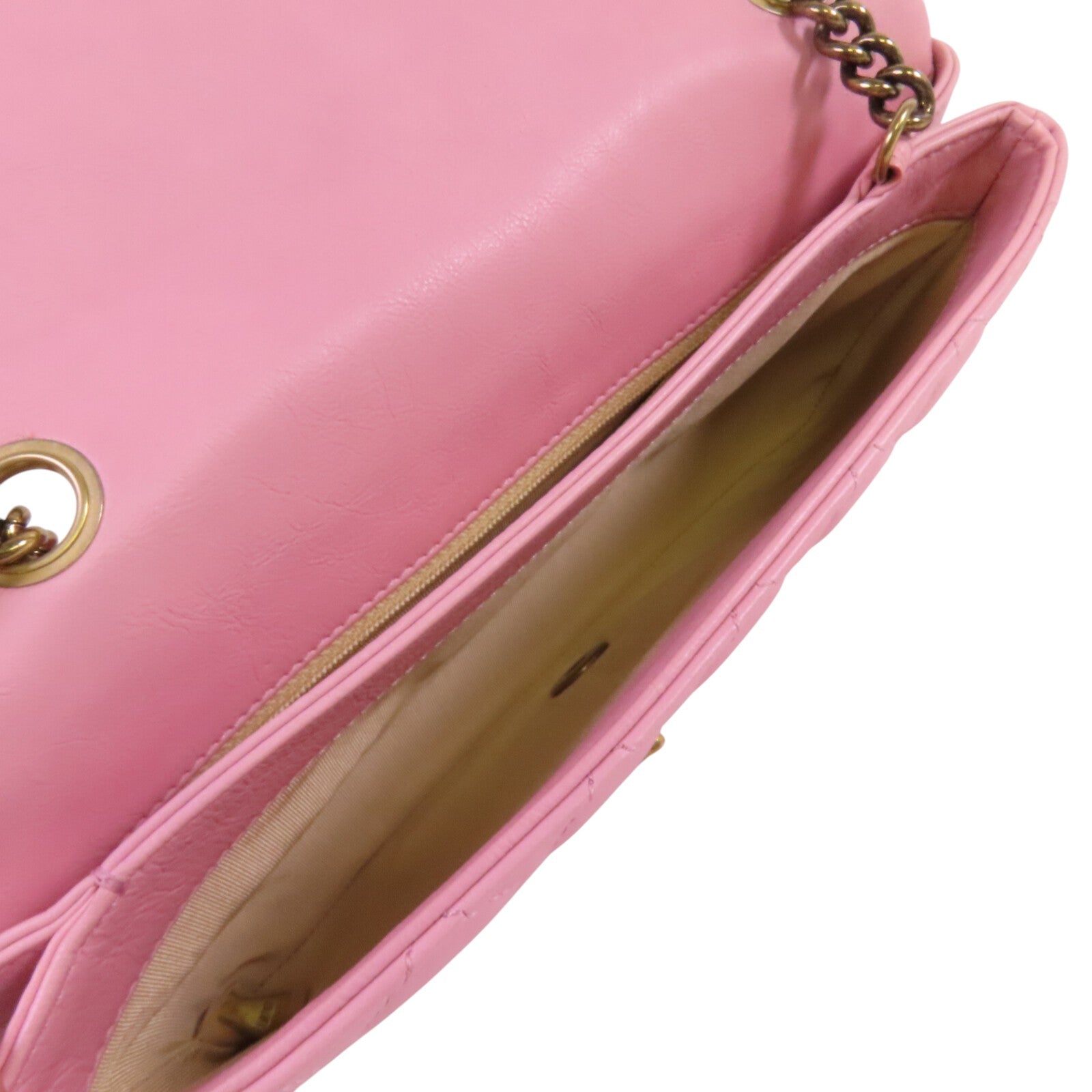 CHANEL 牛皮皮革Chain Shoulder金扣鏈帶肩背袋