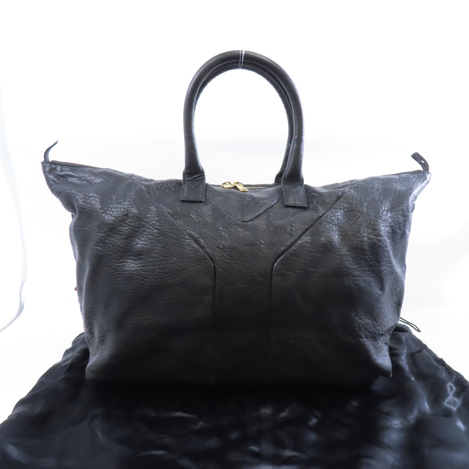 YVES SAINT LAURENT 【激減優惠】皮革Handbag金扣手挽袋黑色