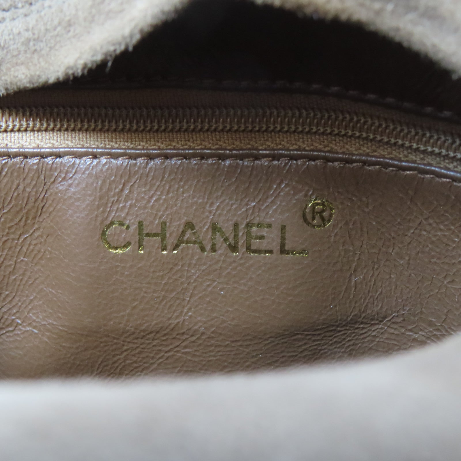 CHANEL 菱格絨布Chain Shoulder Bag金扣鏈帶肩背袋啡色